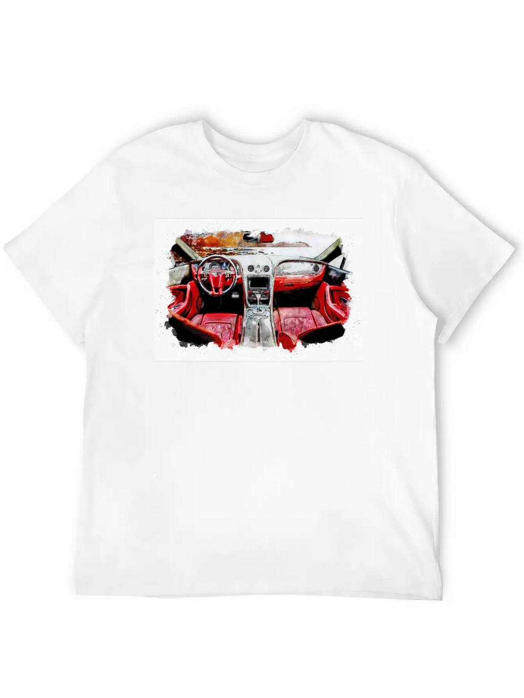 Watercolor Car Interior Classic Cotton Tee – Unisex Comfort For Any Season