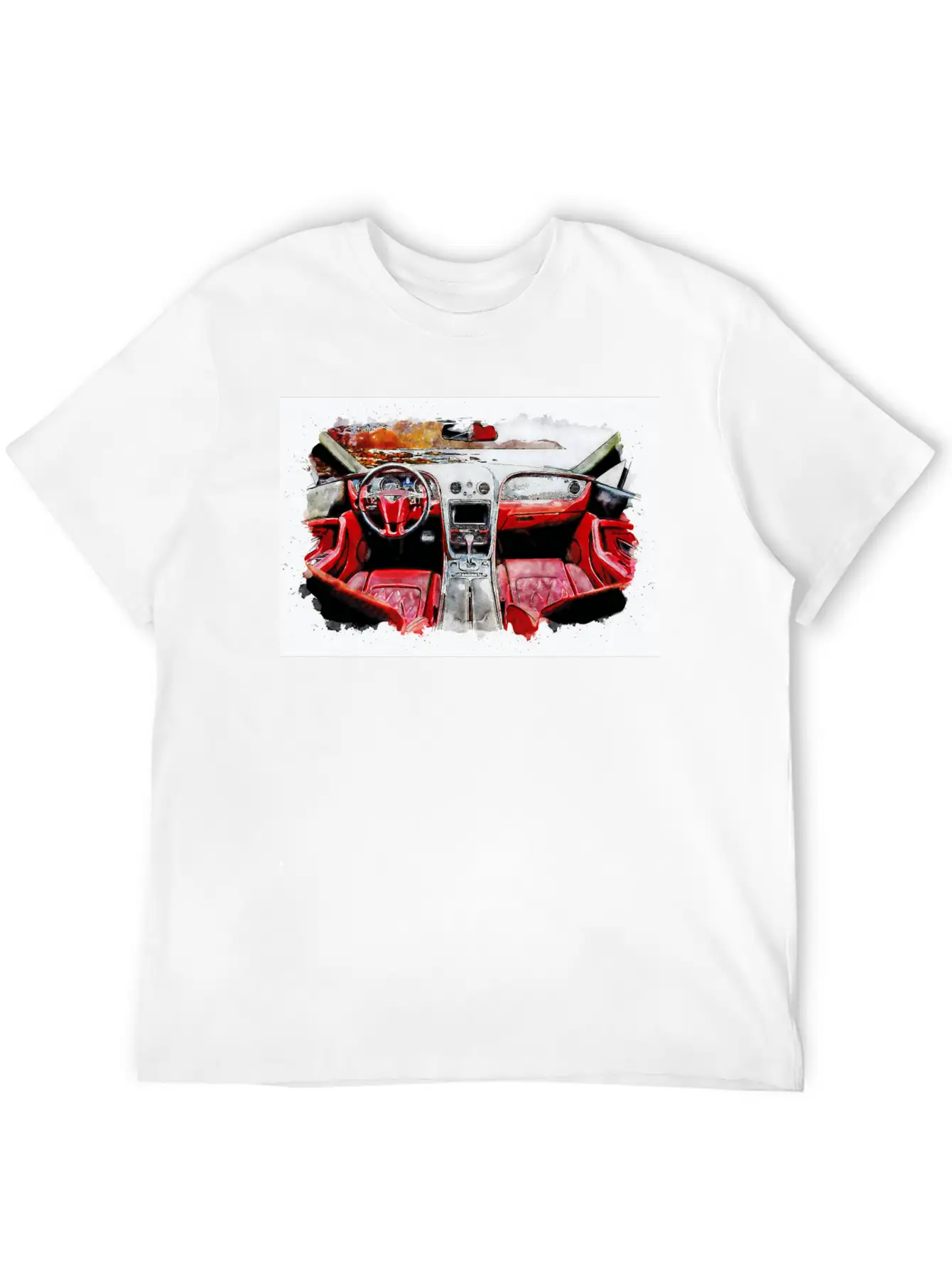 Watercolor Car Interior Classic Cotton Tee – Unisex Comfort For Any Season