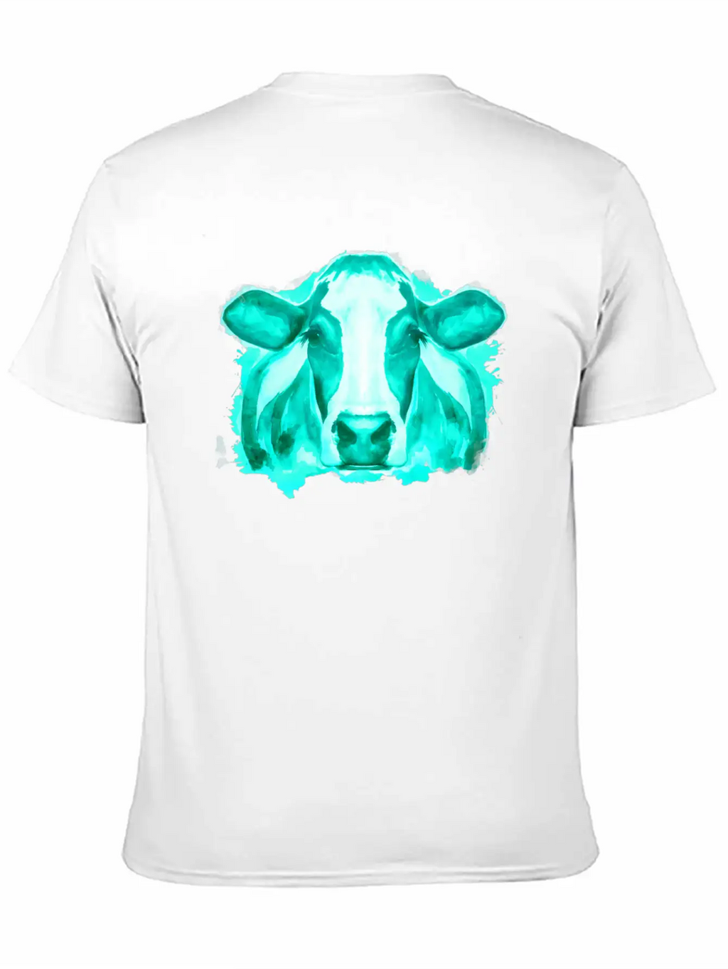 Watercolor Cow Teal Cow Breathable Soft Cotton T-Shirt – Timeless Casual Look