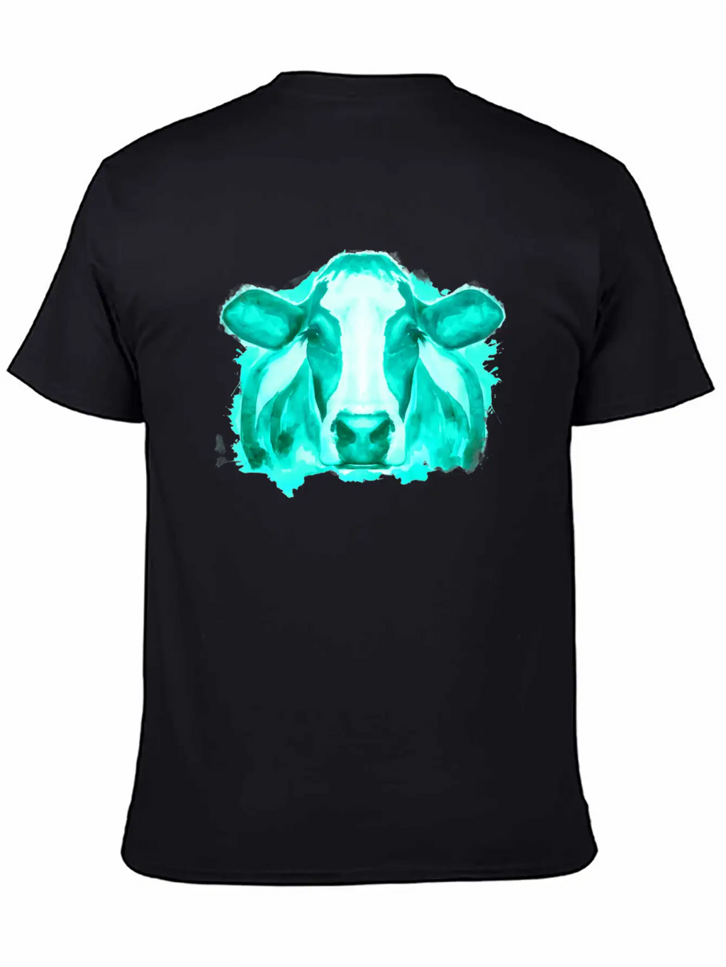 Watercolor Cow Teal Cow Breathable Soft Cotton T-Shirt – Timeless Casual Look
