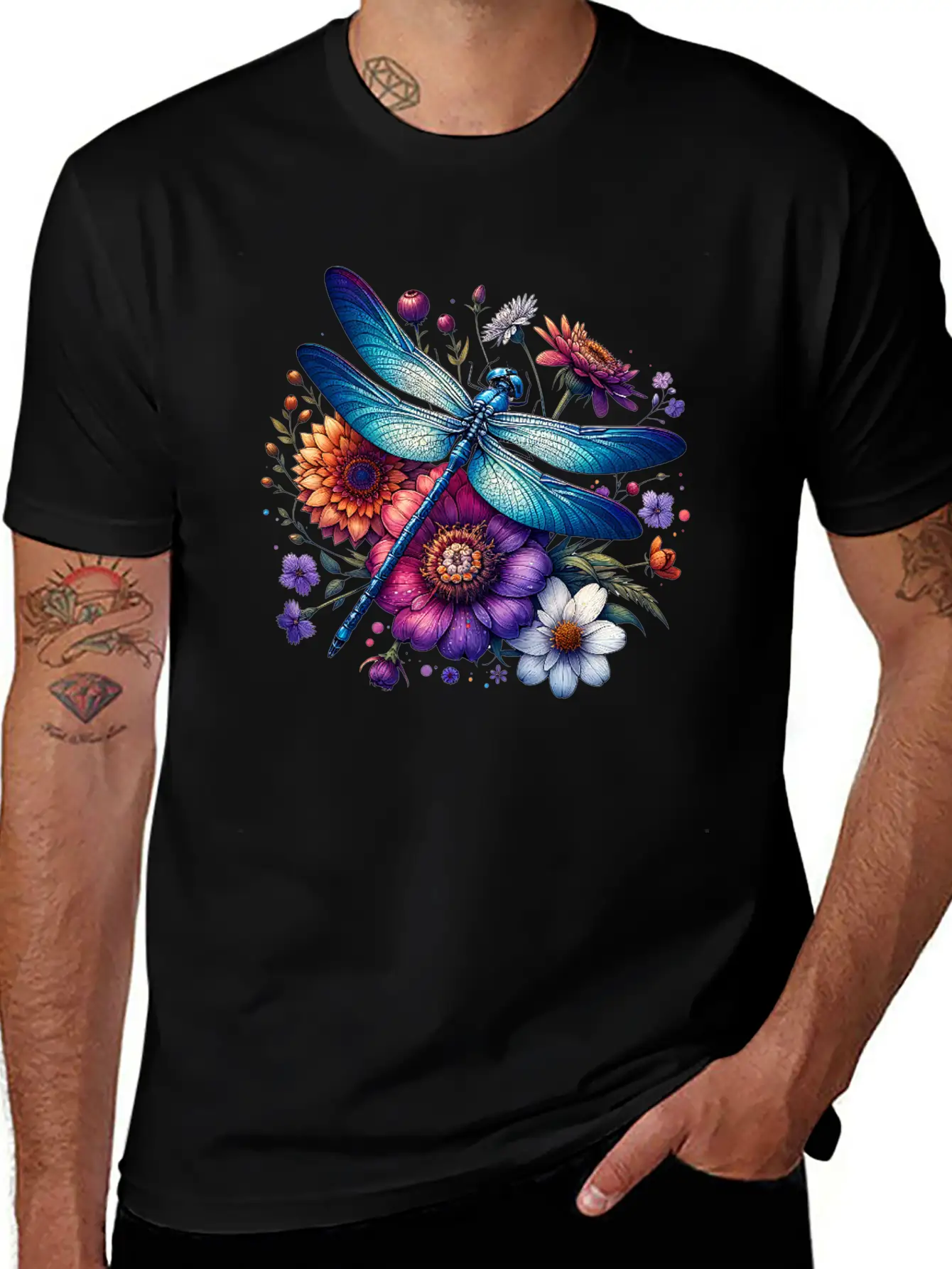 Watercolor Dragonfly Breathable Soft Cotton T-Shirt – Timeless Casual Look