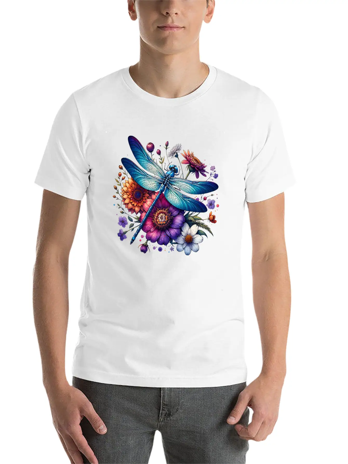 Watercolor Dragonfly Breathable Soft Cotton T-Shirt – Timeless Casual Look