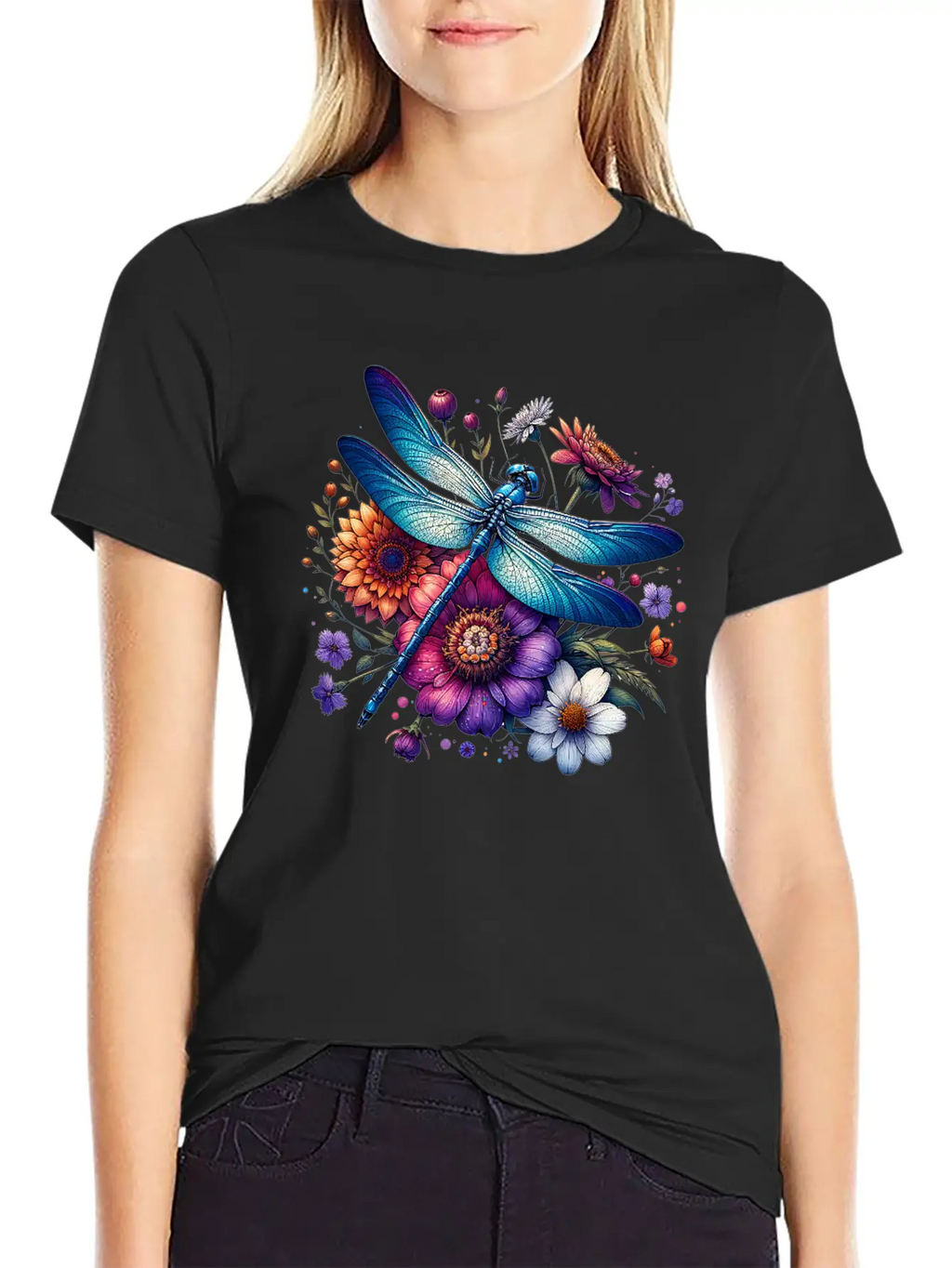 Watercolor Dragonfly Breathable Soft Cotton T-Shirt – Timeless Casual Look