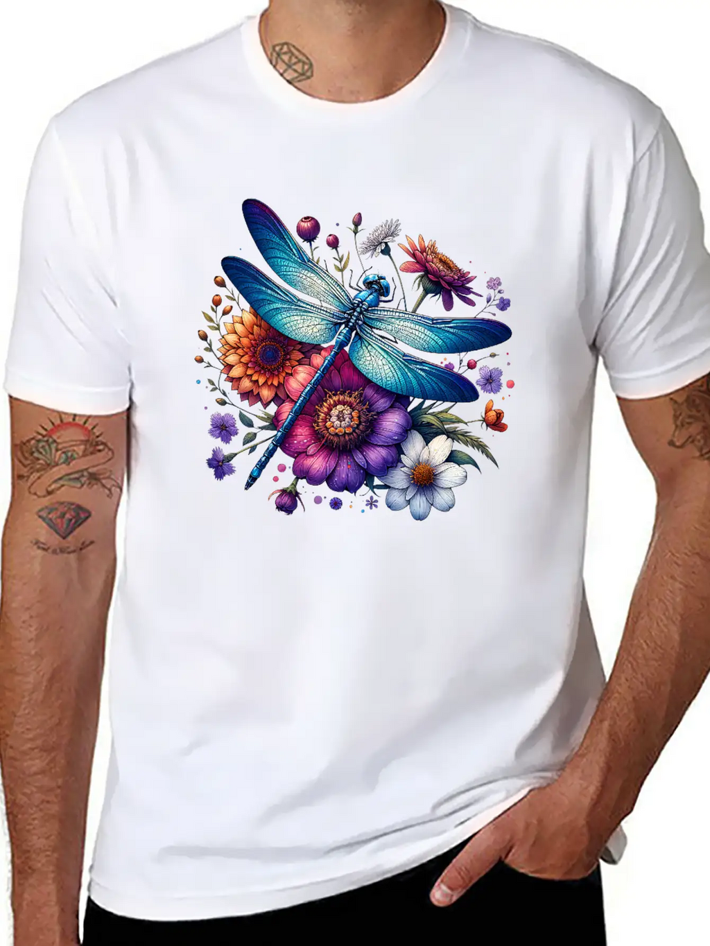 Watercolor Dragonfly Breathable Soft Cotton T-Shirt – Timeless Casual Look