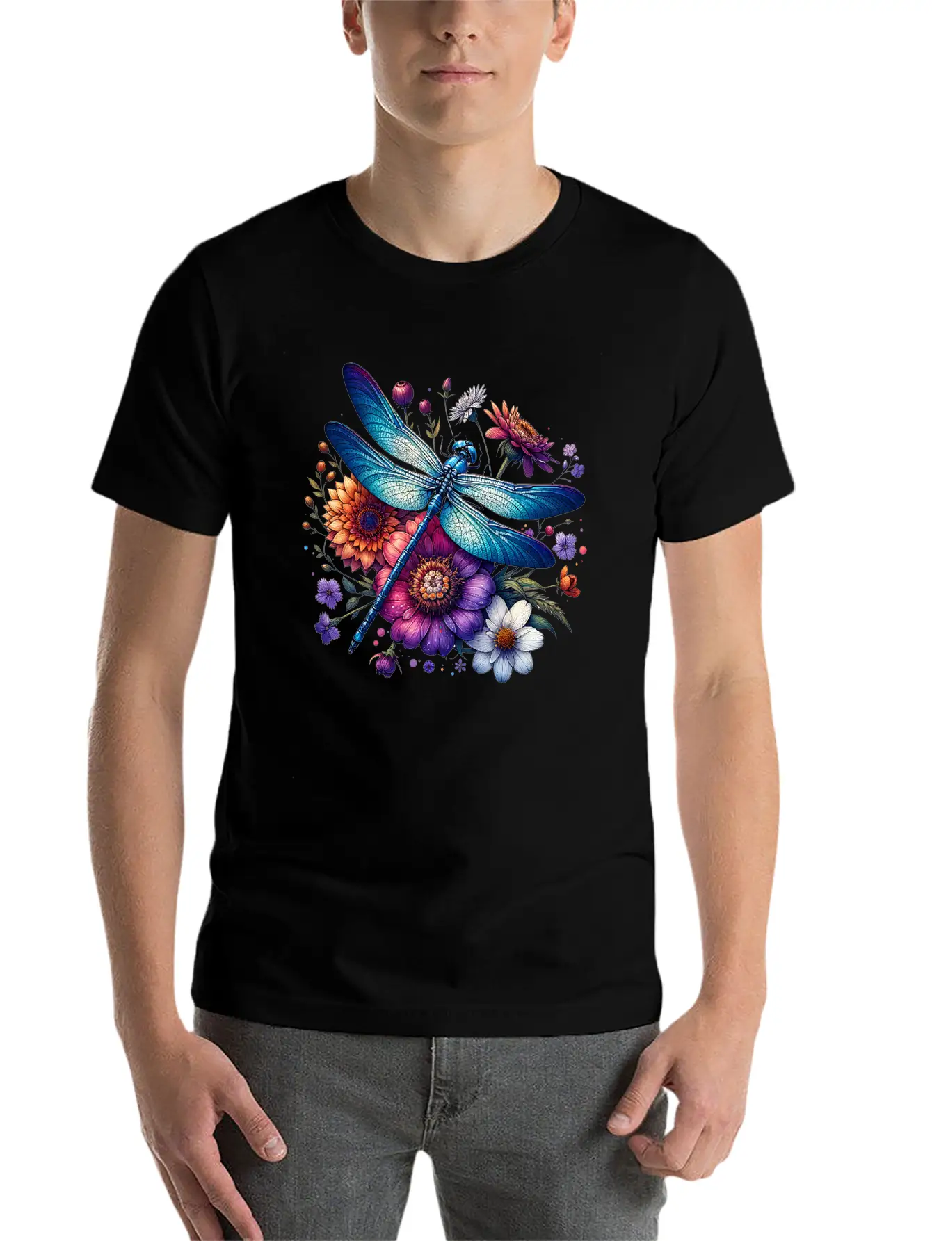 Watercolor Dragonfly Breathable Soft Cotton T-Shirt – Timeless Casual Look