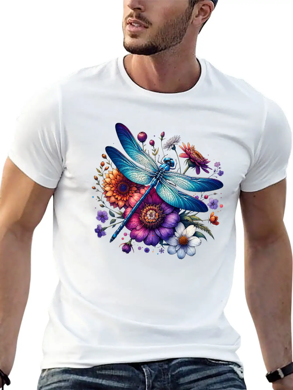 Watercolor Dragonfly Breathable Soft Cotton T-Shirt – Timeless Casual Look