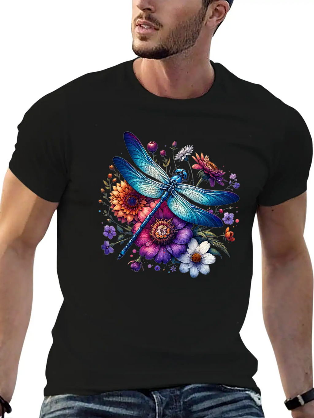 Watercolor Dragonfly Breathable Soft Cotton T-Shirt – Timeless Casual Look