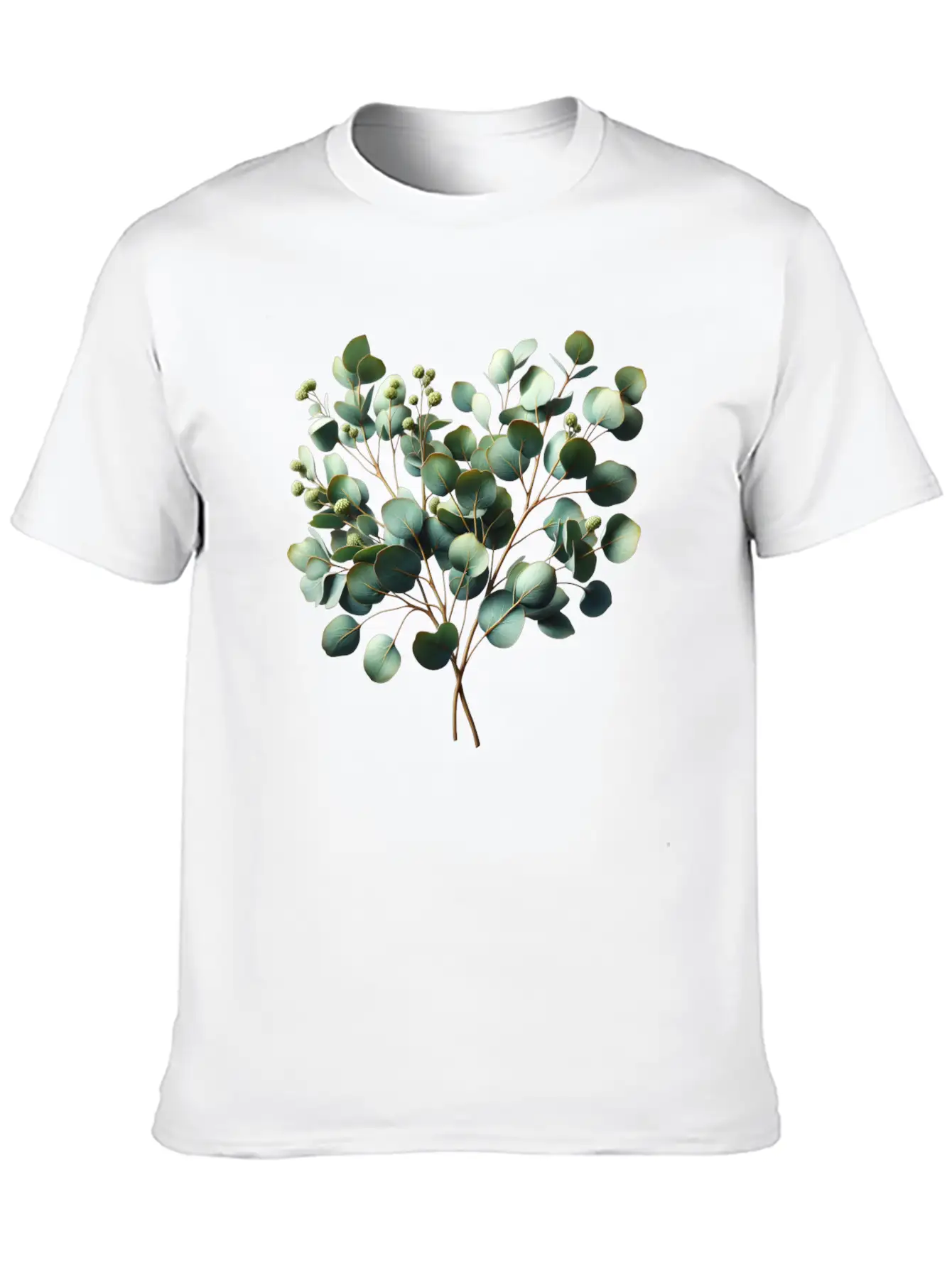 Watercolor Illustration Of A Eucalyptus Branch Breathable Soft Cotton T-Shirt – Timeless Casual Look