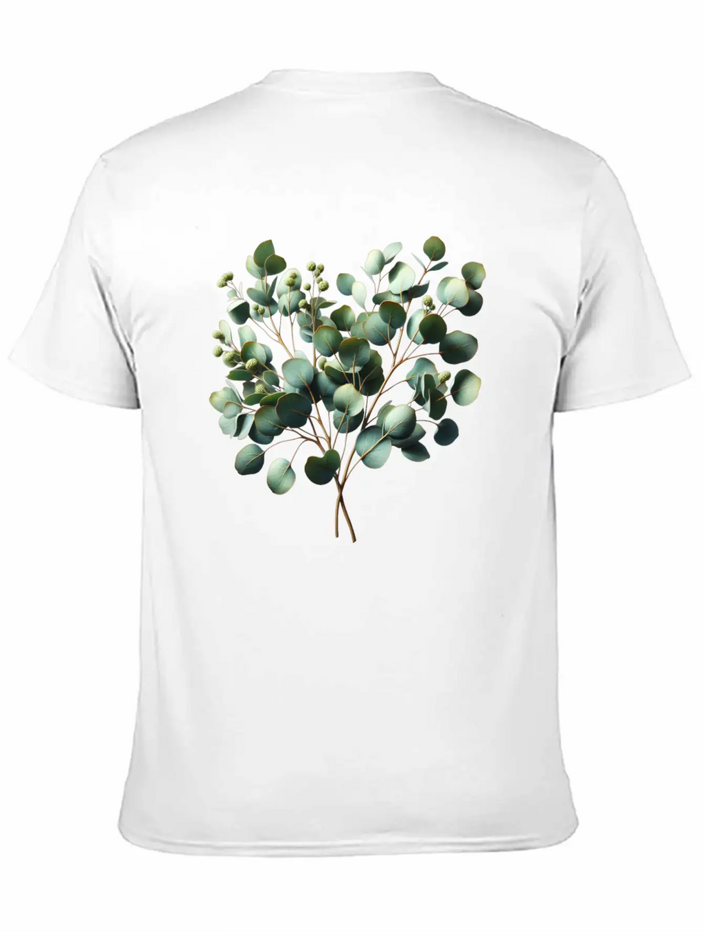 Watercolor Illustration Of A Eucalyptus Branch Breathable Soft Cotton T-Shirt – Timeless Casual Look