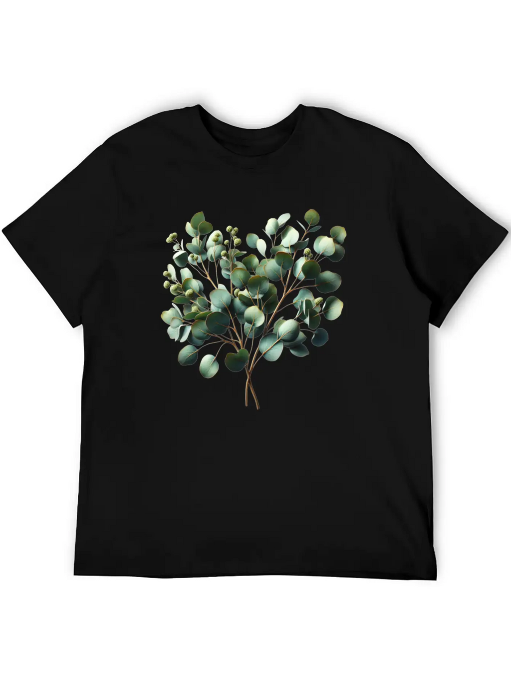 Watercolor Illustration Of A Eucalyptus Branch Breathable Soft Cotton T-Shirt – Timeless Casual Look
