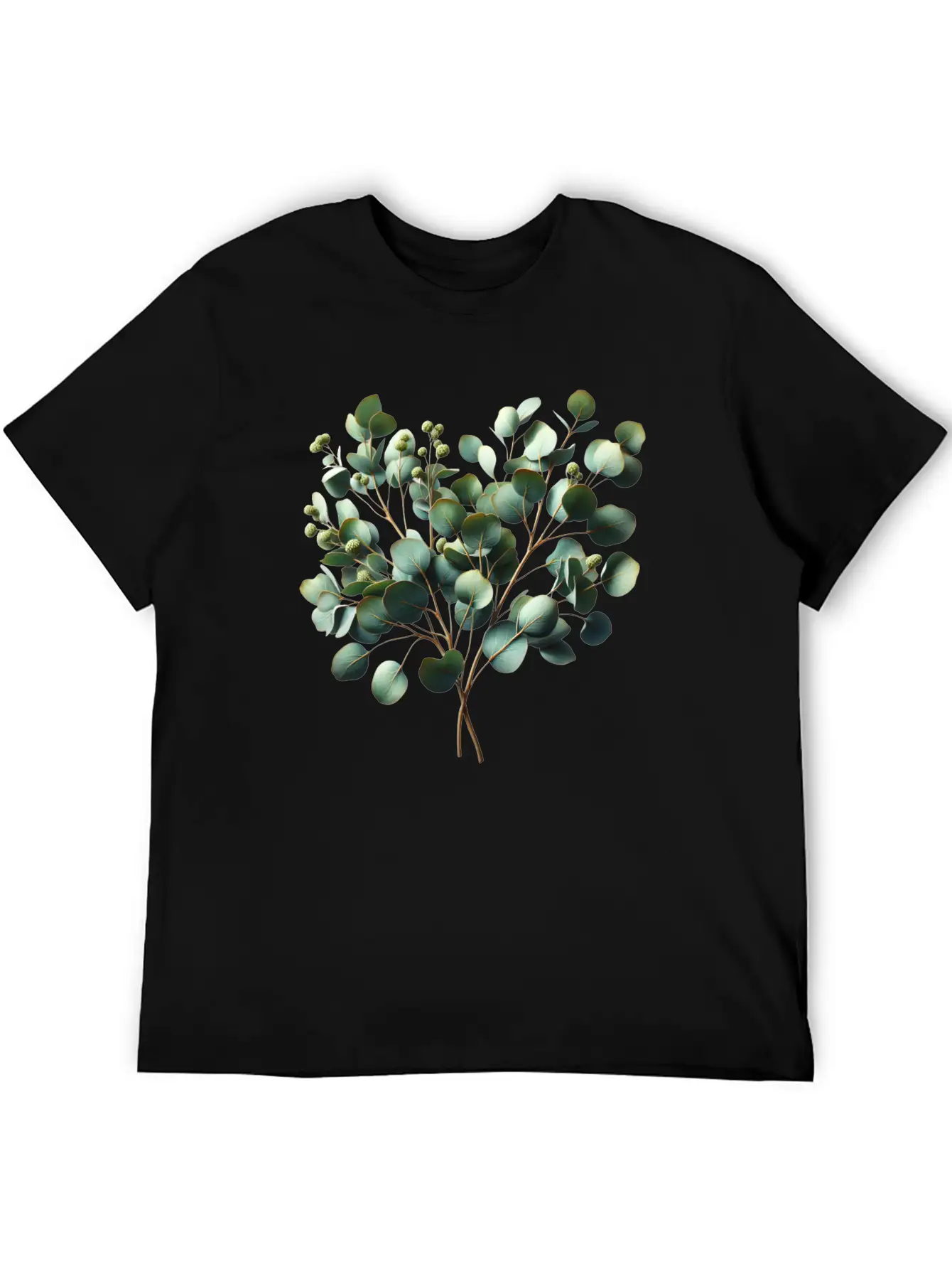 Watercolor Illustration Of A Eucalyptus Branch Breathable Soft Cotton T-Shirt – Timeless Casual Look