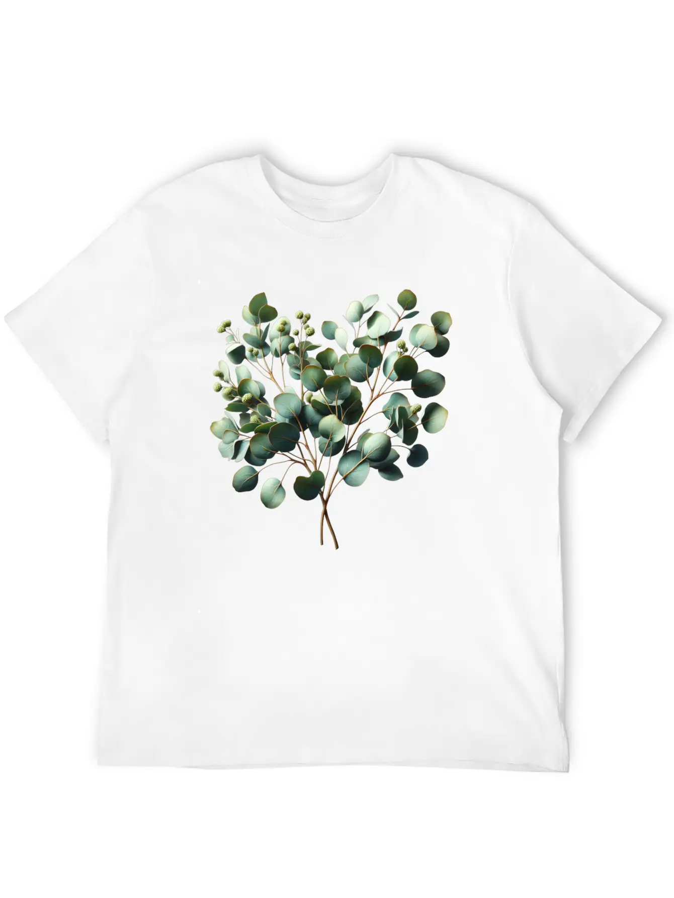 Watercolor Illustration Of A Eucalyptus Branch Breathable Soft Cotton T-Shirt – Timeless Casual Look