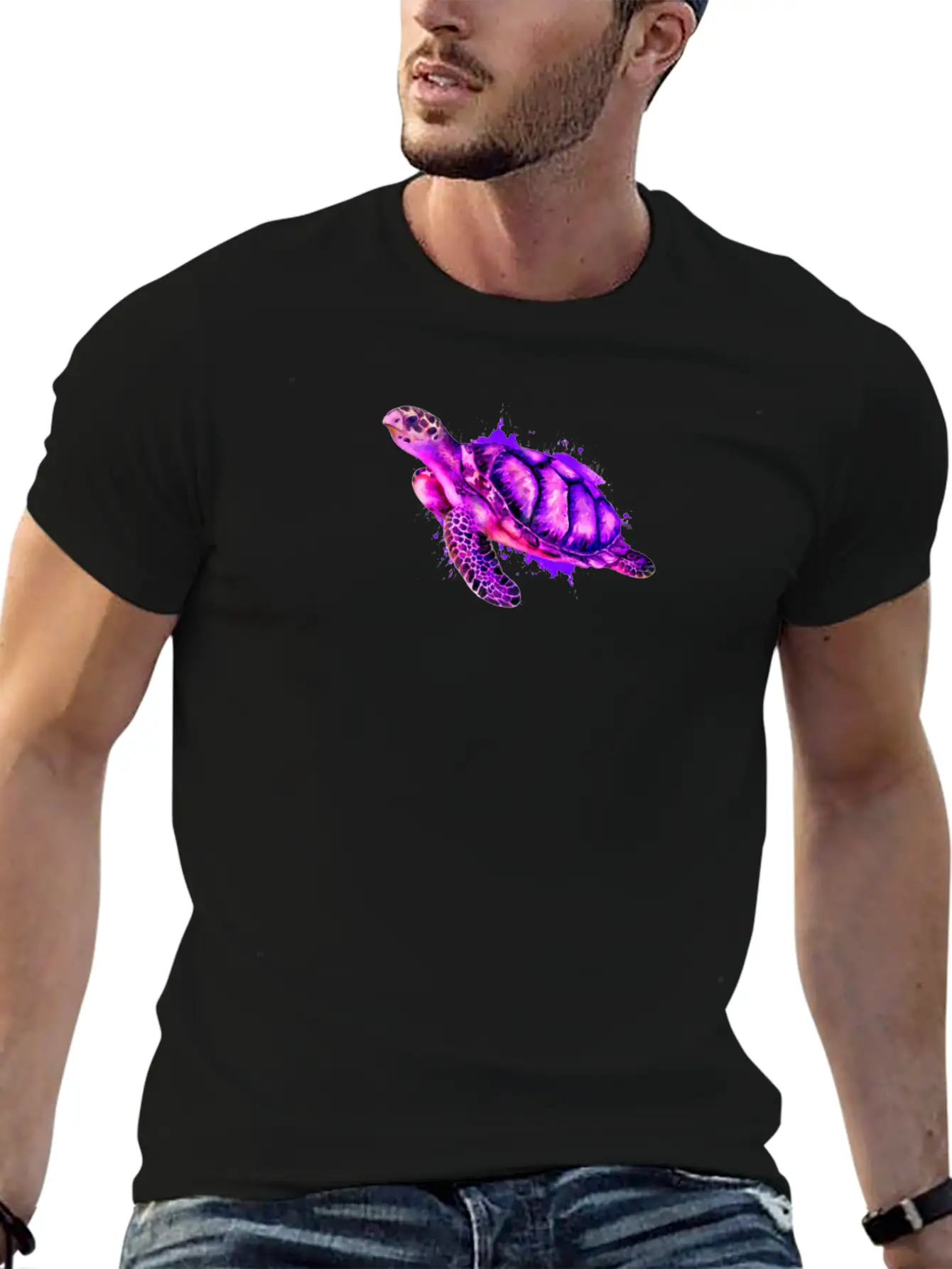 Watercolor Sea Turtle Purple Sea Turtle Classic Cotton Tee – Unisex Comfort For Any Season