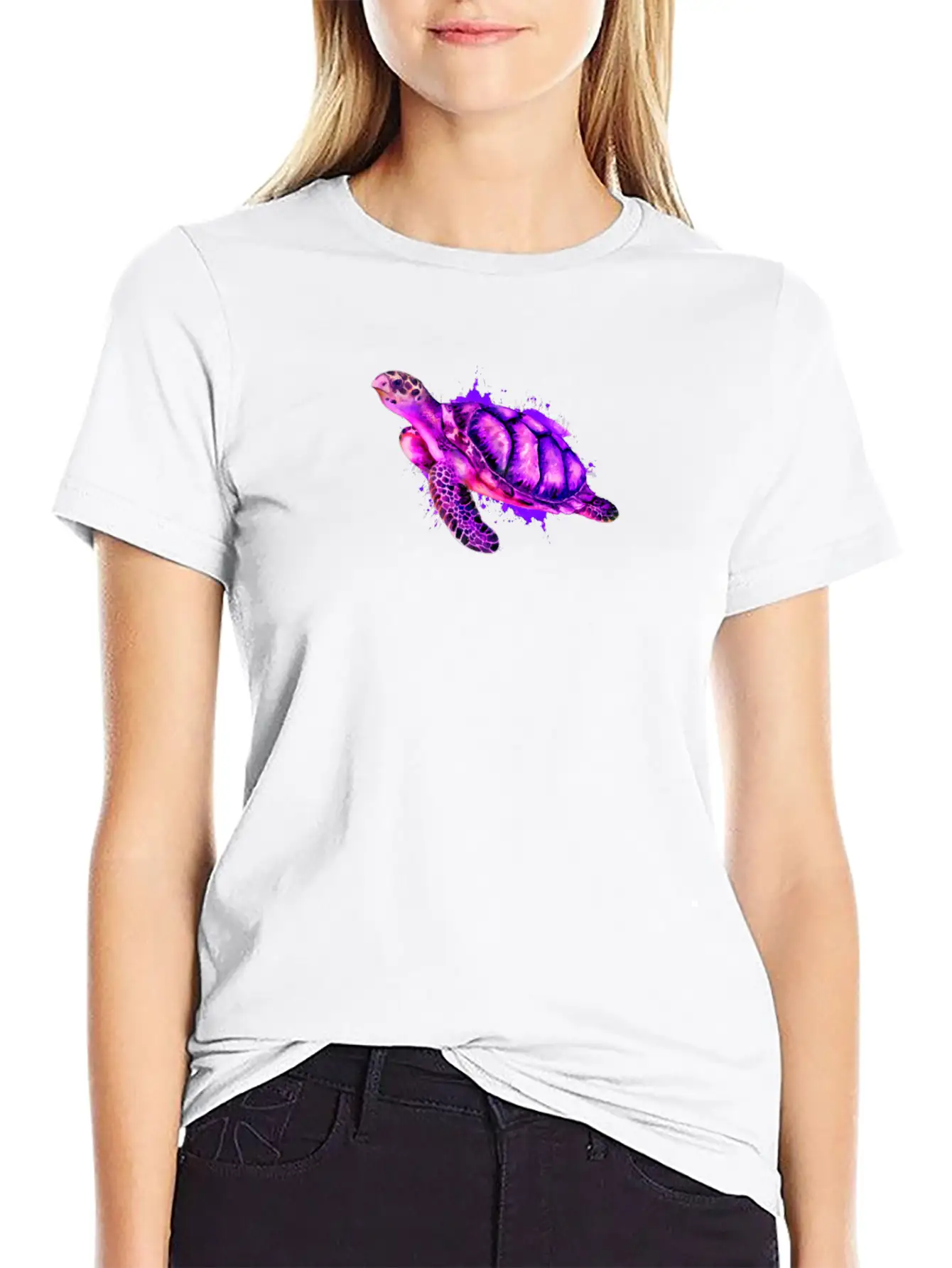 Watercolor Sea Turtle Purple Sea Turtle Classic Cotton Tee – Unisex Comfort For Any Season