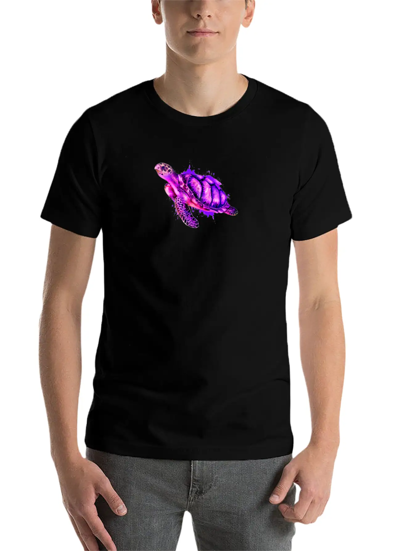 Watercolor Sea Turtle Purple Sea Turtle Classic Cotton Tee – Unisex Comfort For Any Season