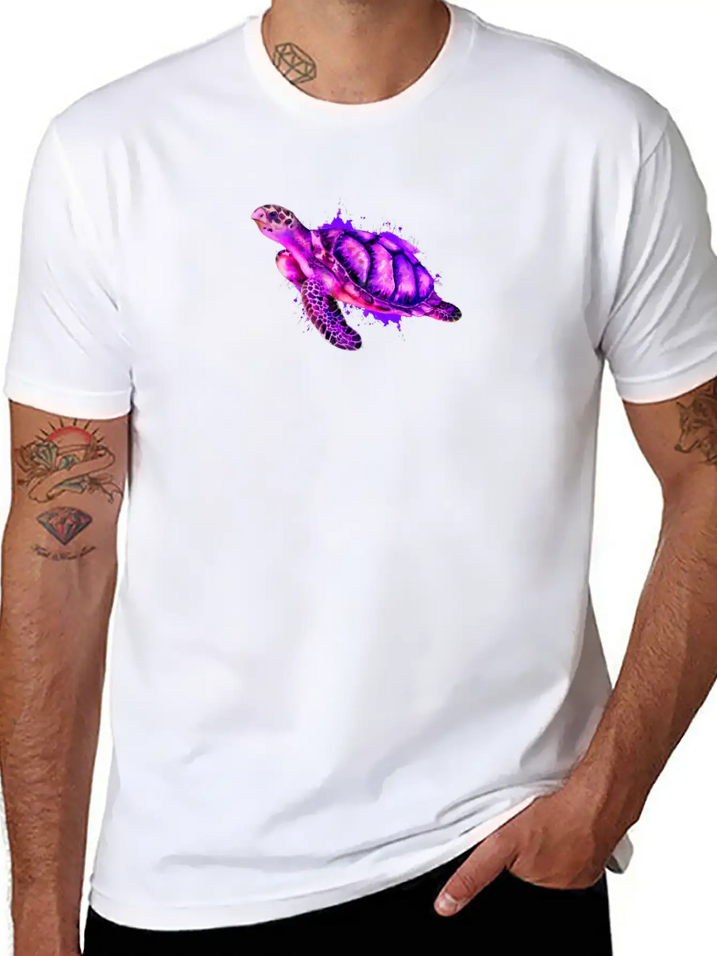 Watercolor Sea Turtle Purple Sea Turtle Classic Cotton Tee – Unisex Comfort For Any Season