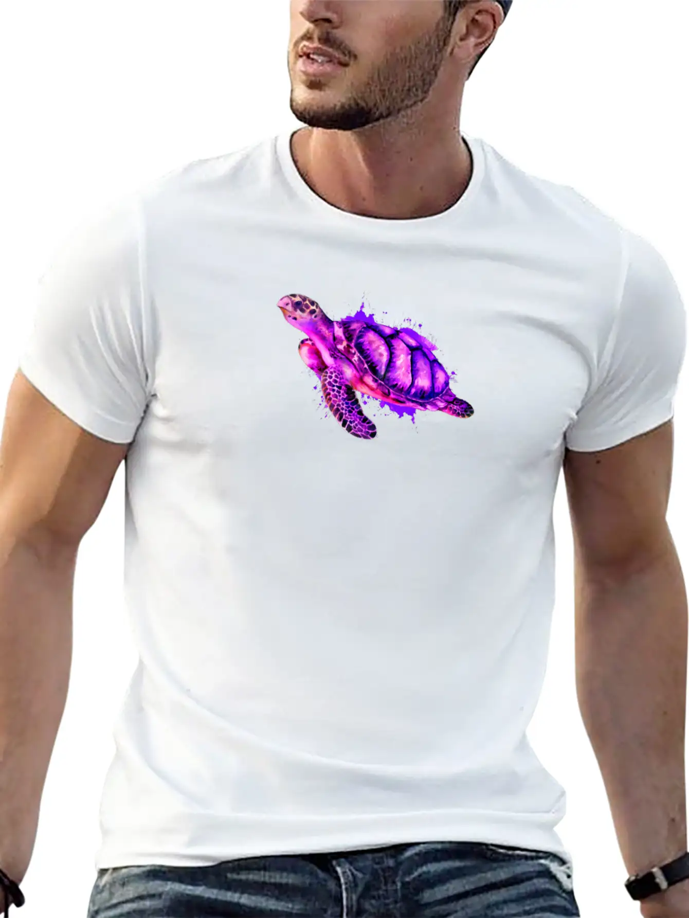 Watercolor Sea Turtle Purple Sea Turtle Classic Cotton Tee – Unisex Comfort For Any Season