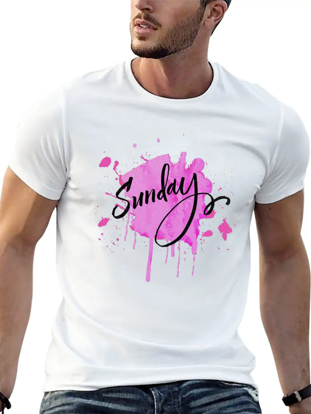 Watercolor Sunday Breathable Graphic T-Shirt – Perfect For Casual Days