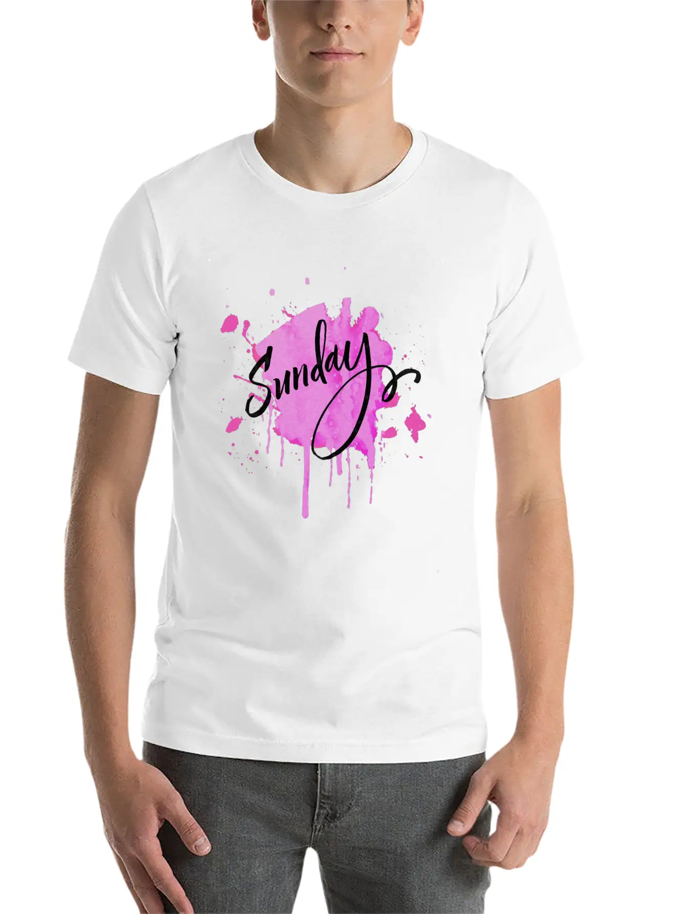 Watercolor Sunday Breathable Graphic T-Shirt – Perfect For Casual Days