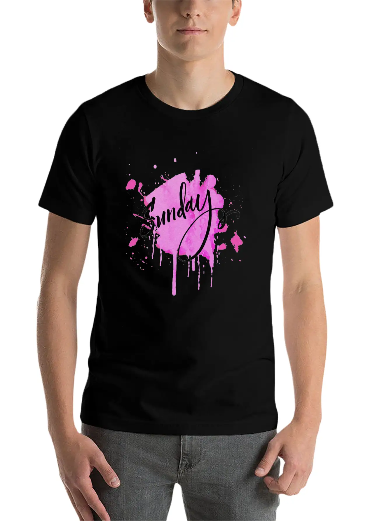 Watercolor Sunday Breathable Graphic T-Shirt – Perfect For Casual Days