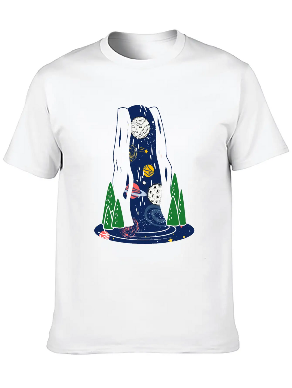 Waterfall Galaxy I Love My Planet Space Galaxy Relaxed Everyday Tee – Lightweight And Durable Cotton