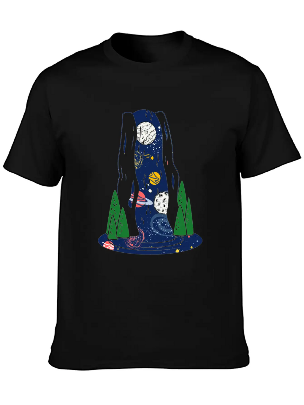 Waterfall Galaxy I Love My Planet Space Galaxy Relaxed Everyday Tee – Lightweight And Durable Cotton