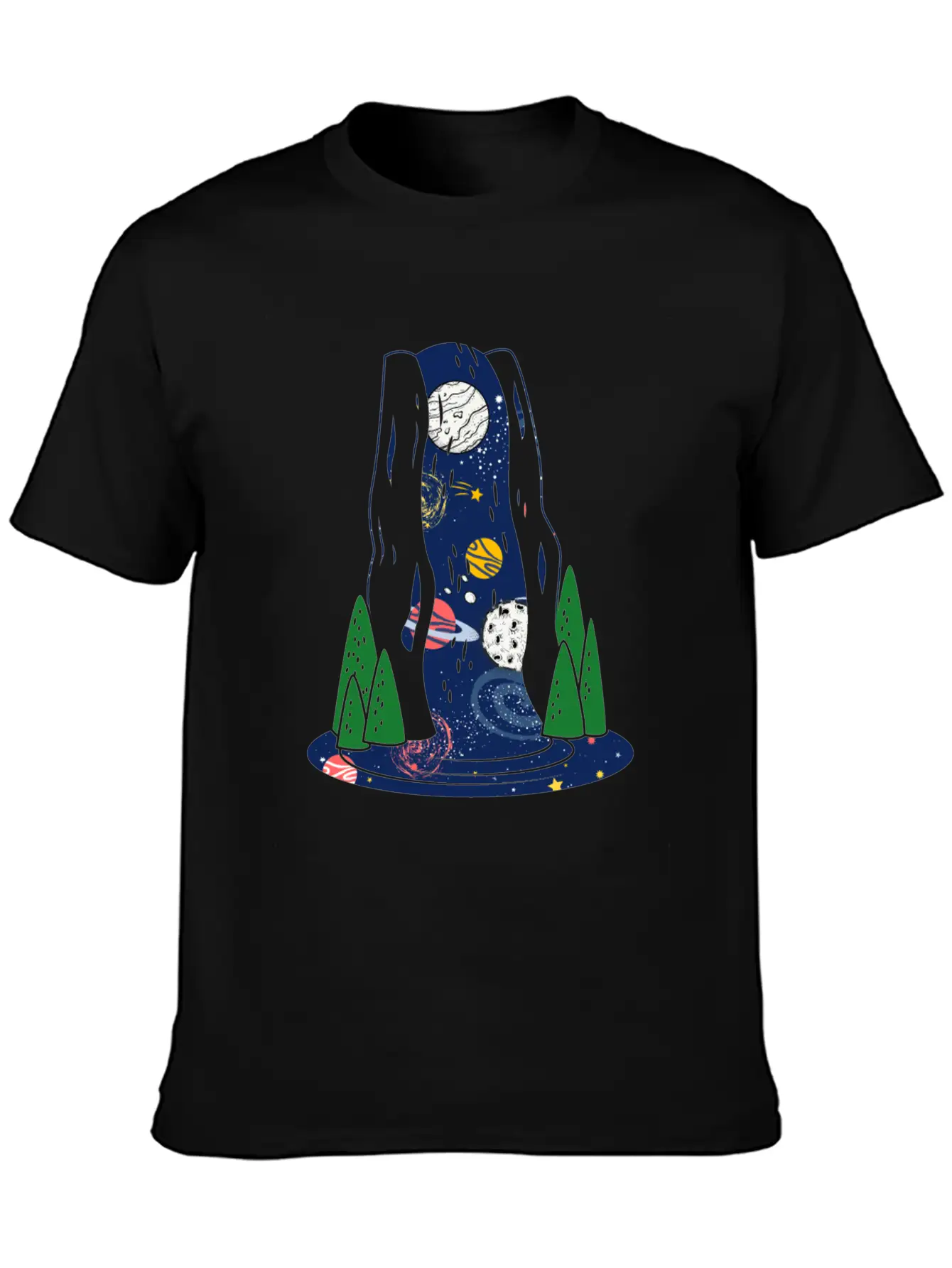 Waterfall Galaxy I Love My Planet Space Galaxy Relaxed Everyday Tee – Lightweight And Durable Cotton