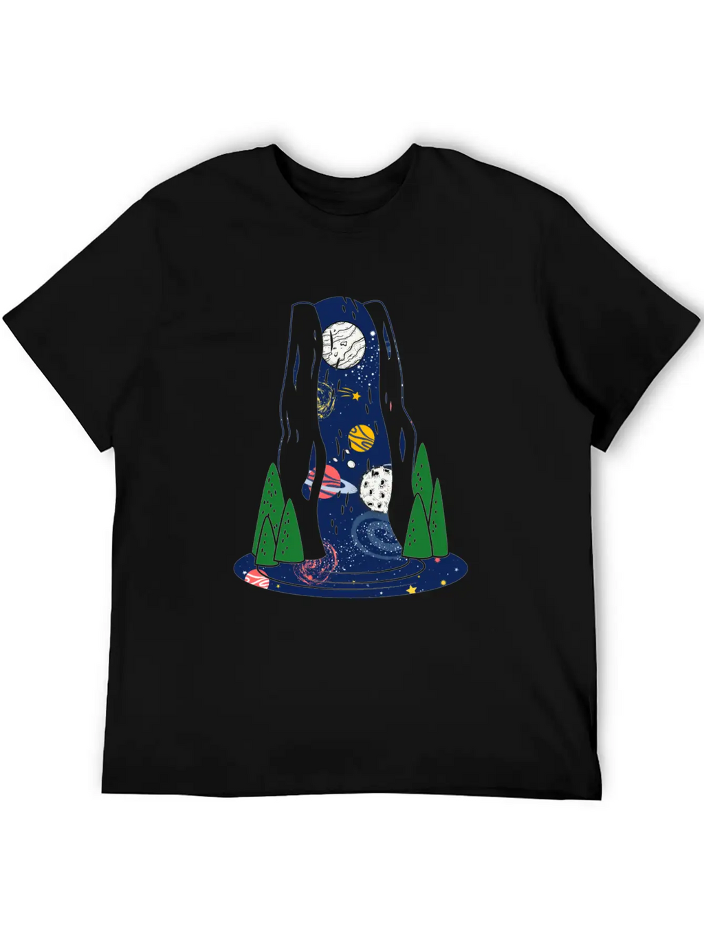 Waterfall Galaxy I Love My Planet Space Galaxy Relaxed Everyday Tee – Lightweight And Durable Cotton