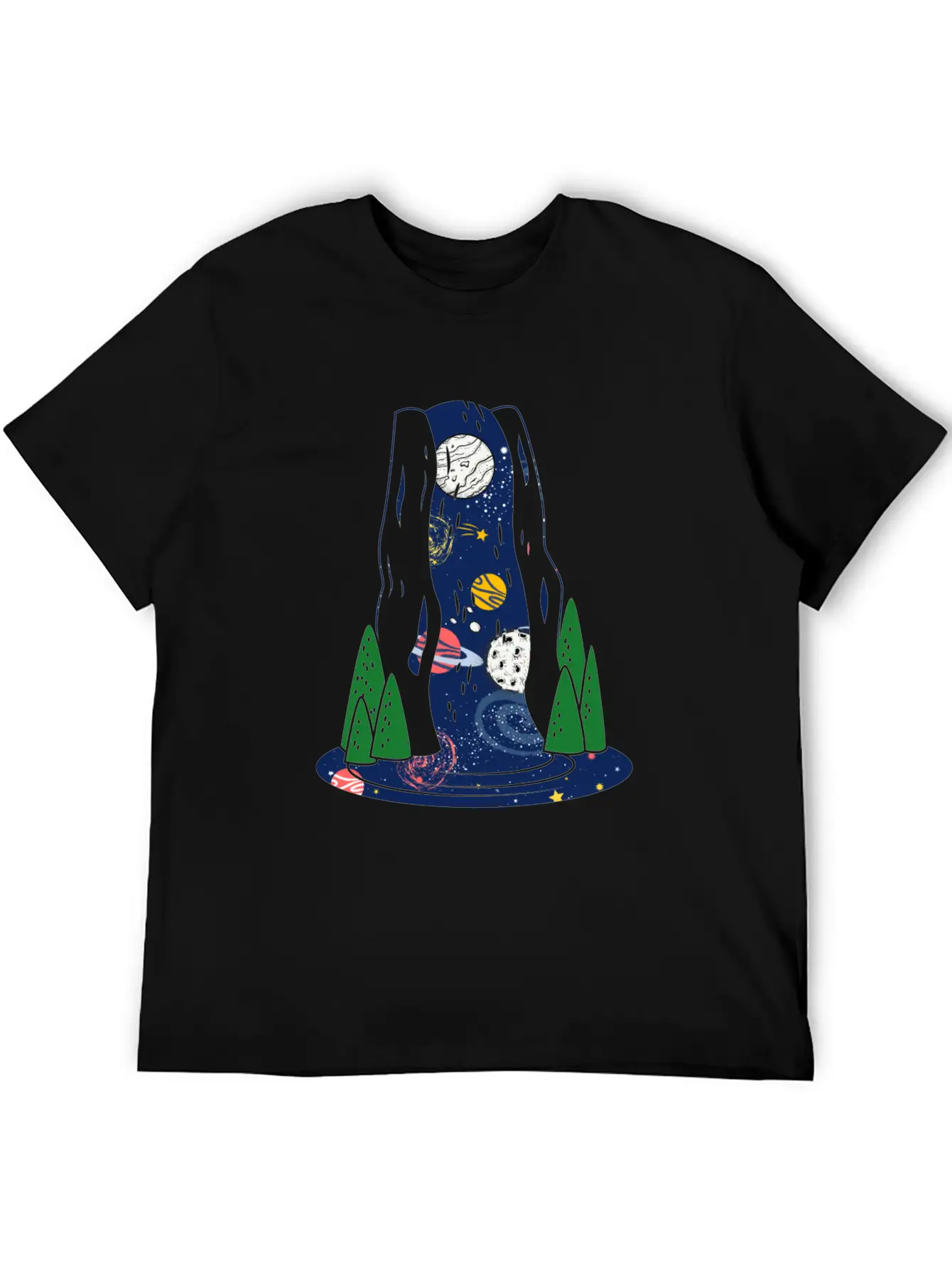 Waterfall Galaxy I Love My Planet Space Galaxy Relaxed Everyday Tee – Lightweight And Durable Cotton