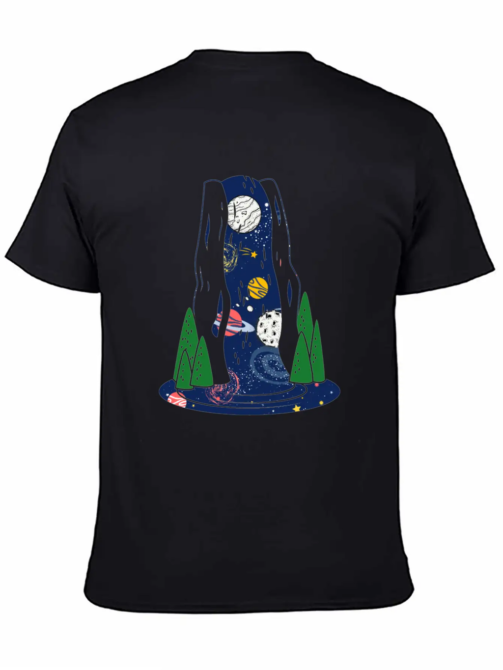 Waterfall Galaxy I Love My Planet Space Galaxy Relaxed Everyday Tee – Lightweight And Durable Cotton