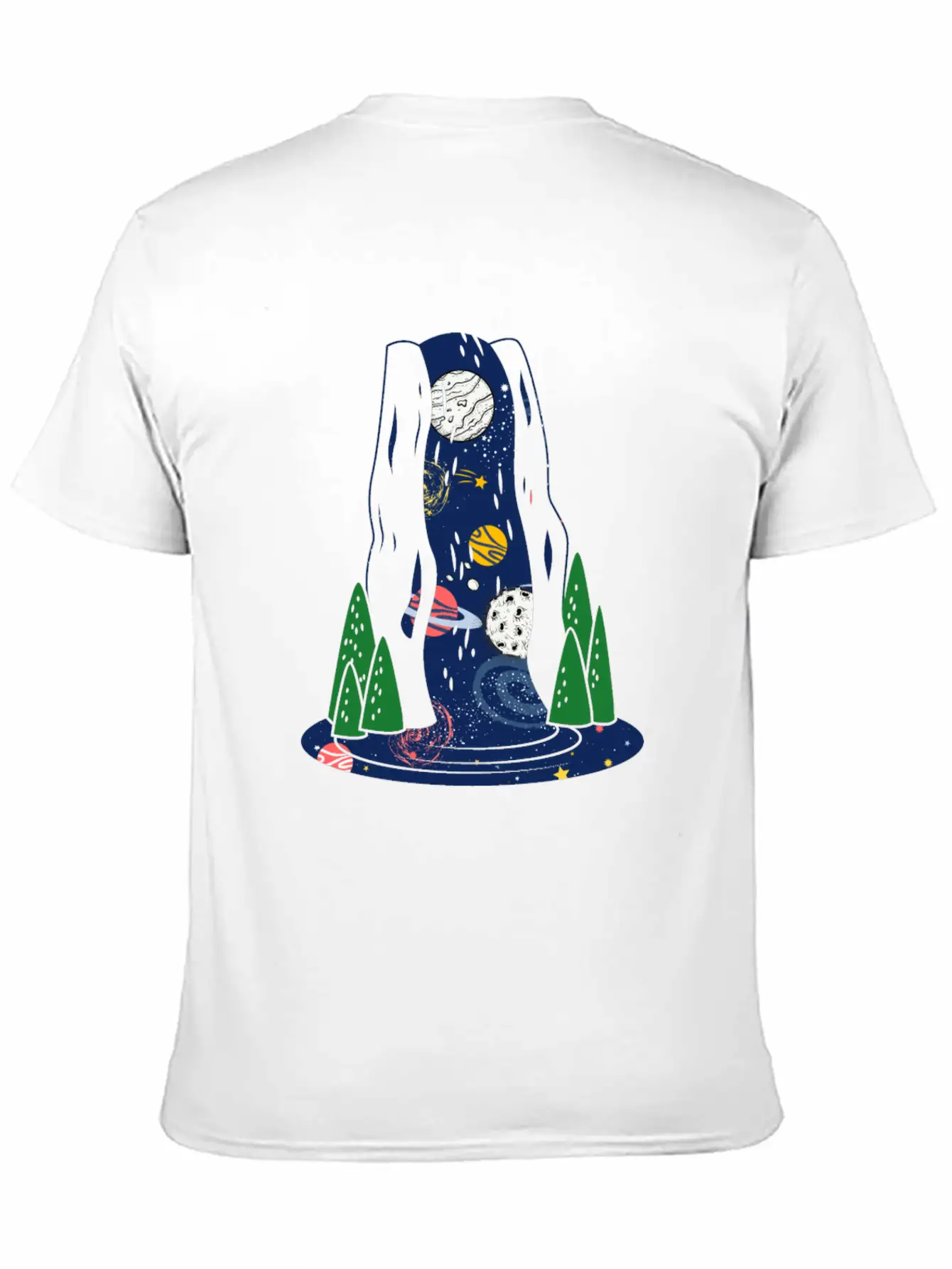 Waterfall Galaxy I Love My Planet Space Galaxy Relaxed Everyday Tee – Lightweight And Durable Cotton