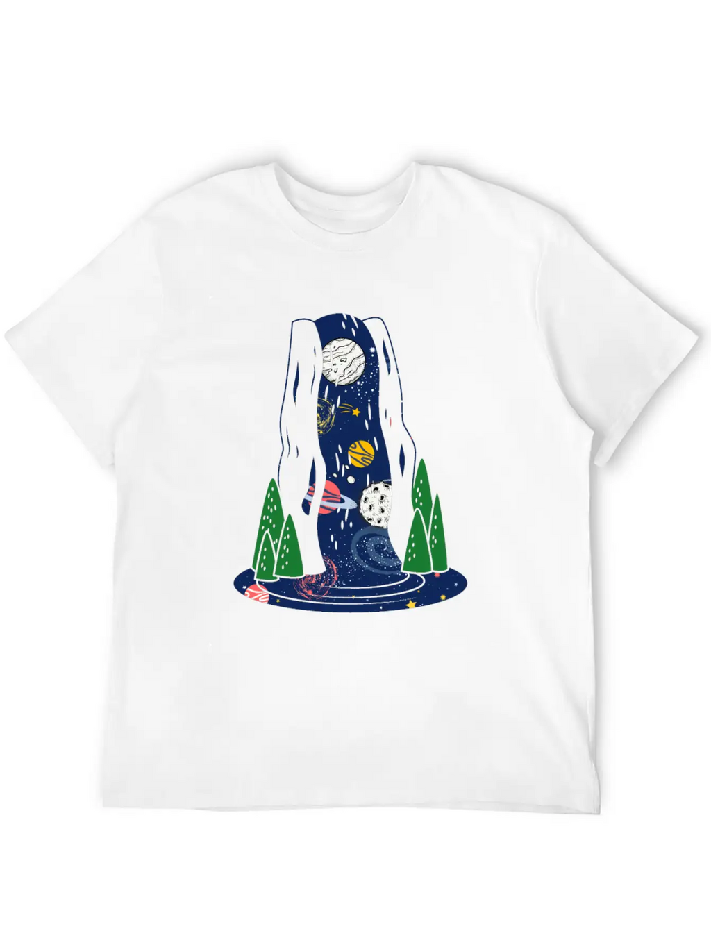 Waterfall Galaxy I Love My Planet Space Galaxy Relaxed Everyday Tee – Lightweight And Durable Cotton
