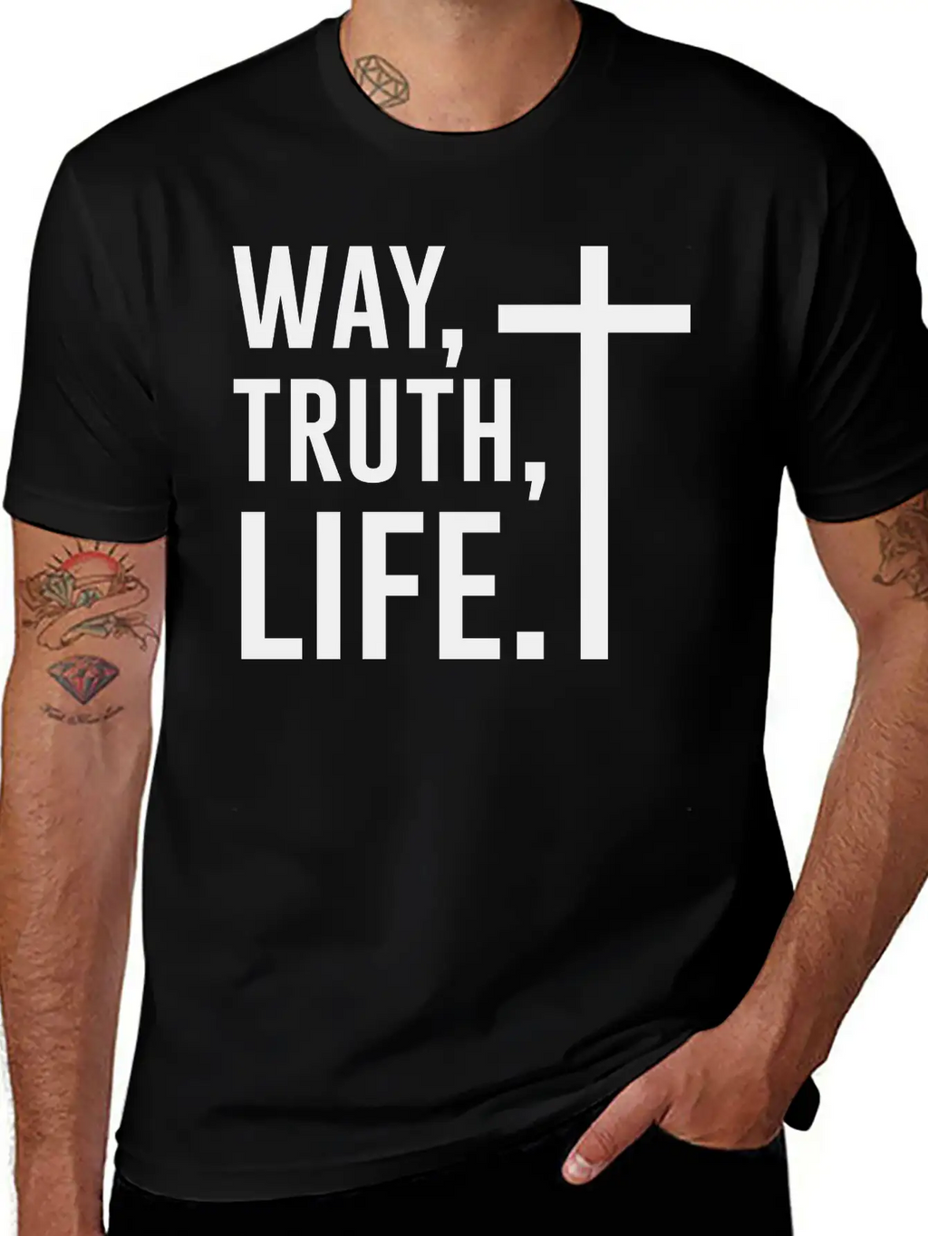 Way Truth Life, Jesus, Christian, Bible Verse, God Stylish Everyday T-Shirt – Unisex Basic Cotton Tee