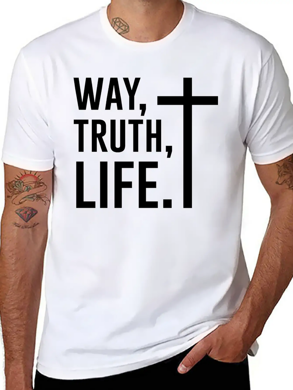 Way Truth Life, Jesus, Christian, Bible Verse, God Stylish Everyday T-Shirt – Unisex Basic Cotton Tee