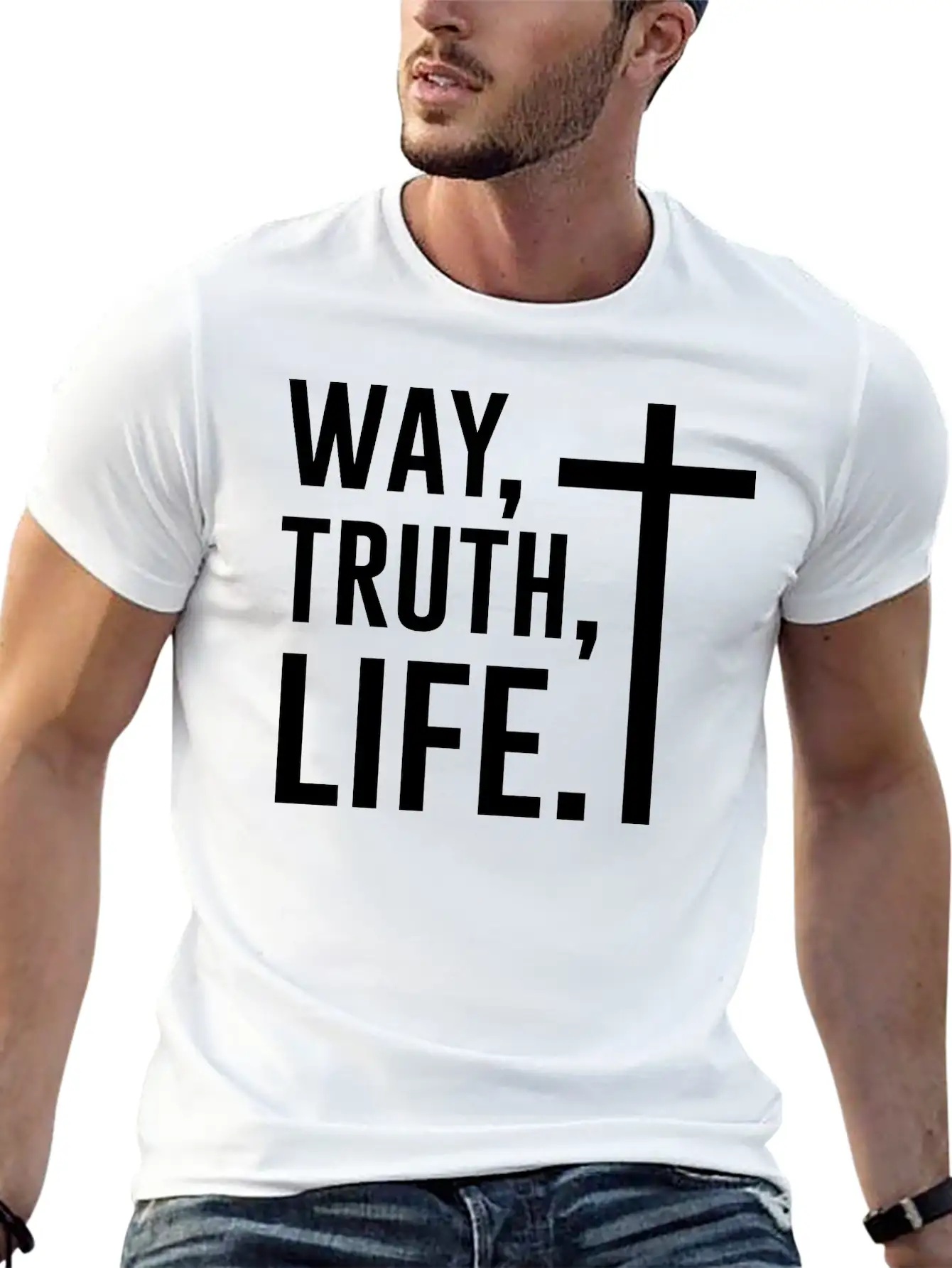 Way Truth Life, Jesus, Christian, Bible Verse, God Stylish Everyday T-Shirt – Unisex Basic Cotton Tee