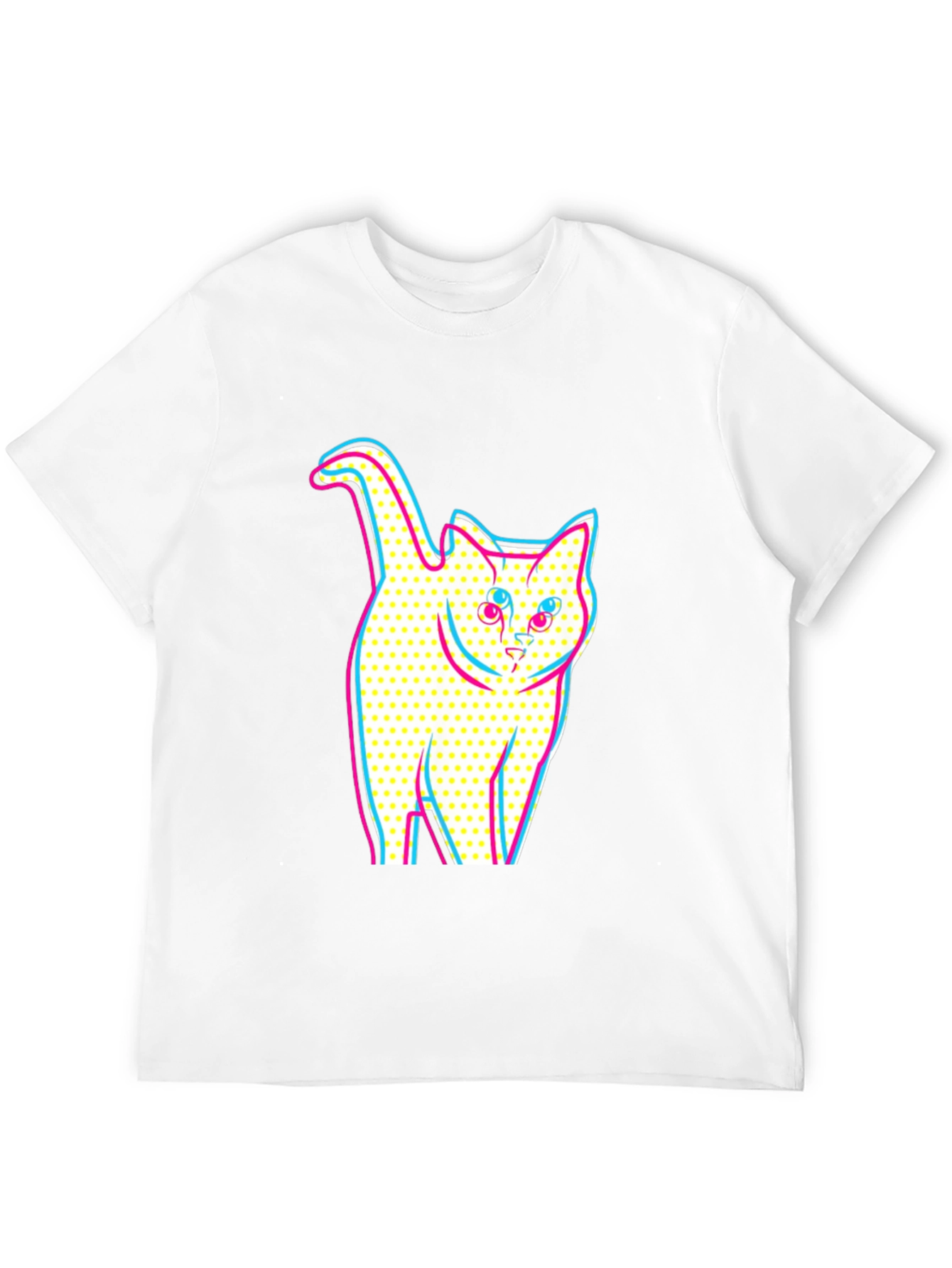 Pop Art Cat Graphic Black T-Shirt