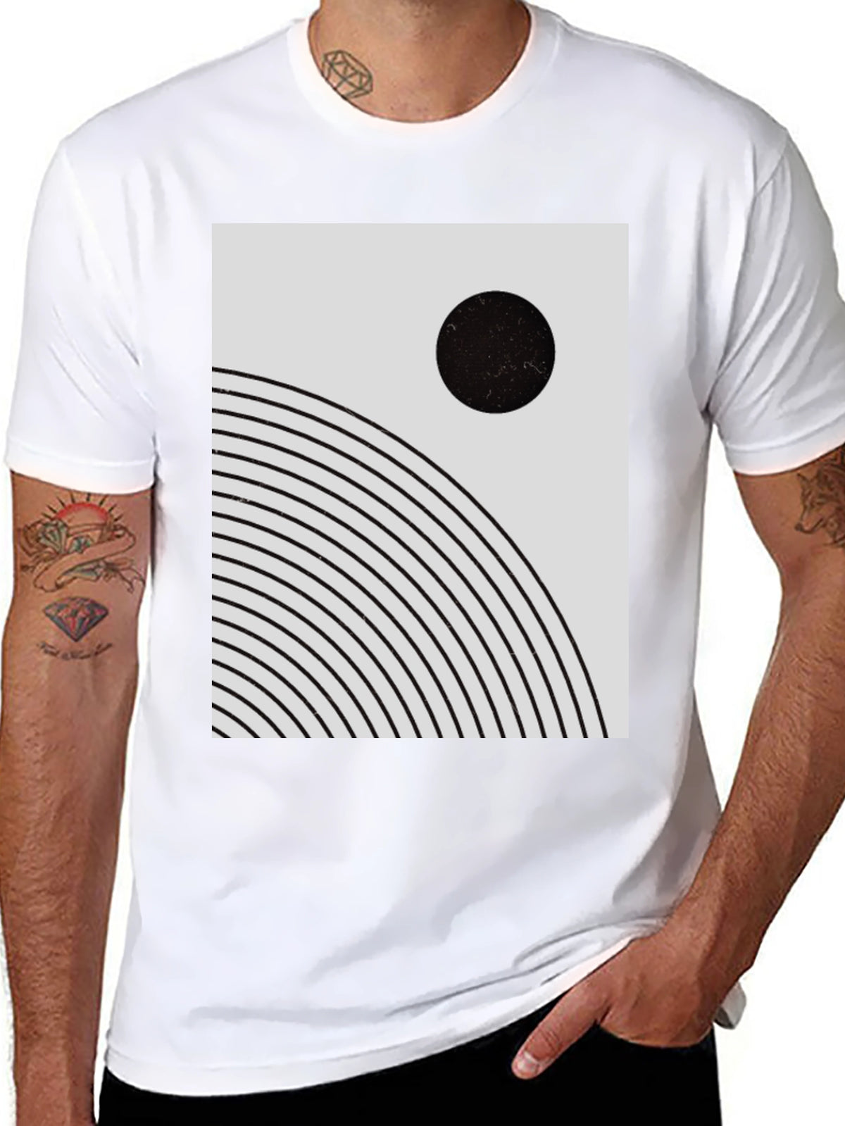 Modern Graphic Tee - Minimalist Circle and Arch Design