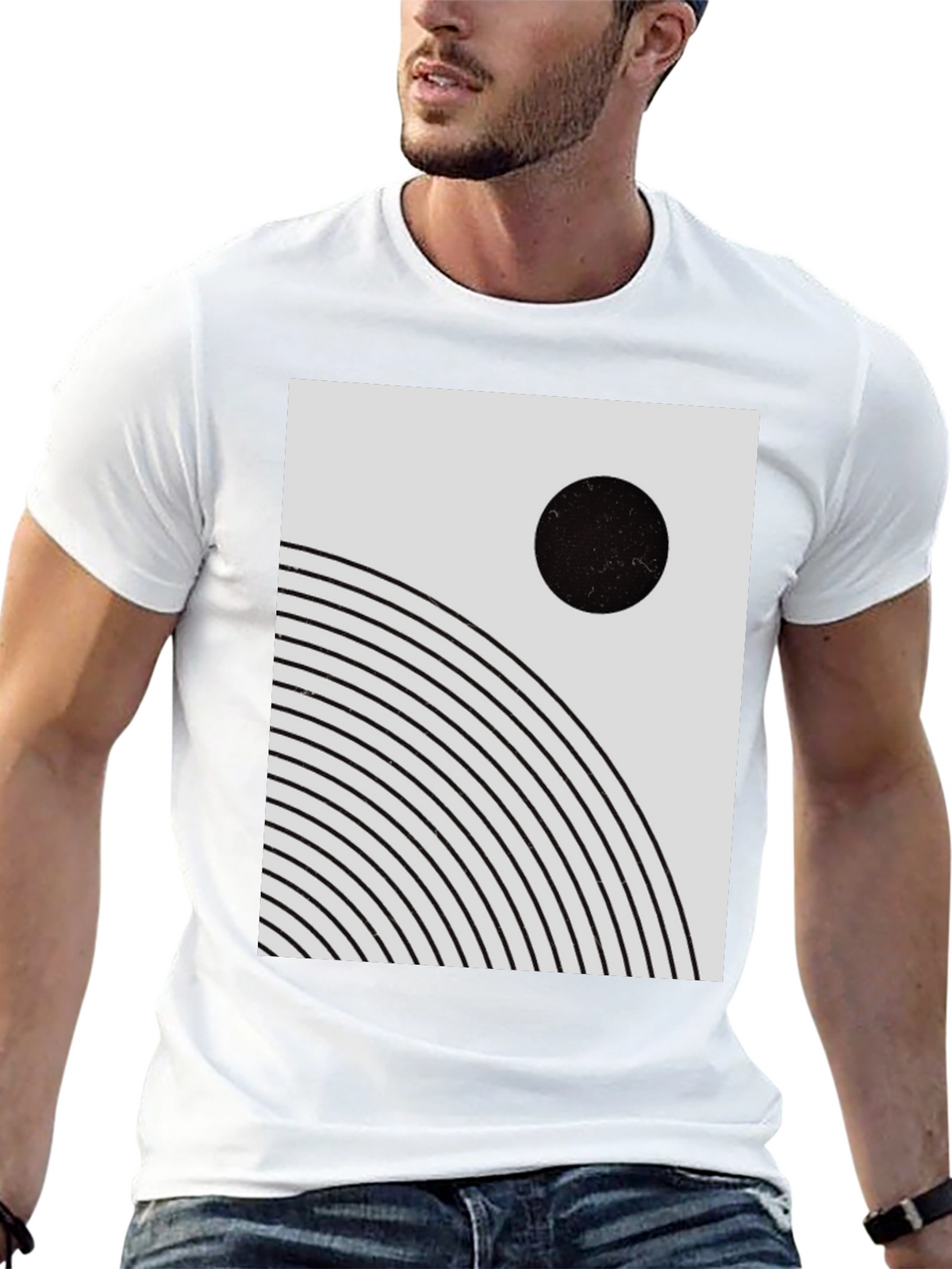 Modern Graphic Tee - Minimalist Circle and Arch Design