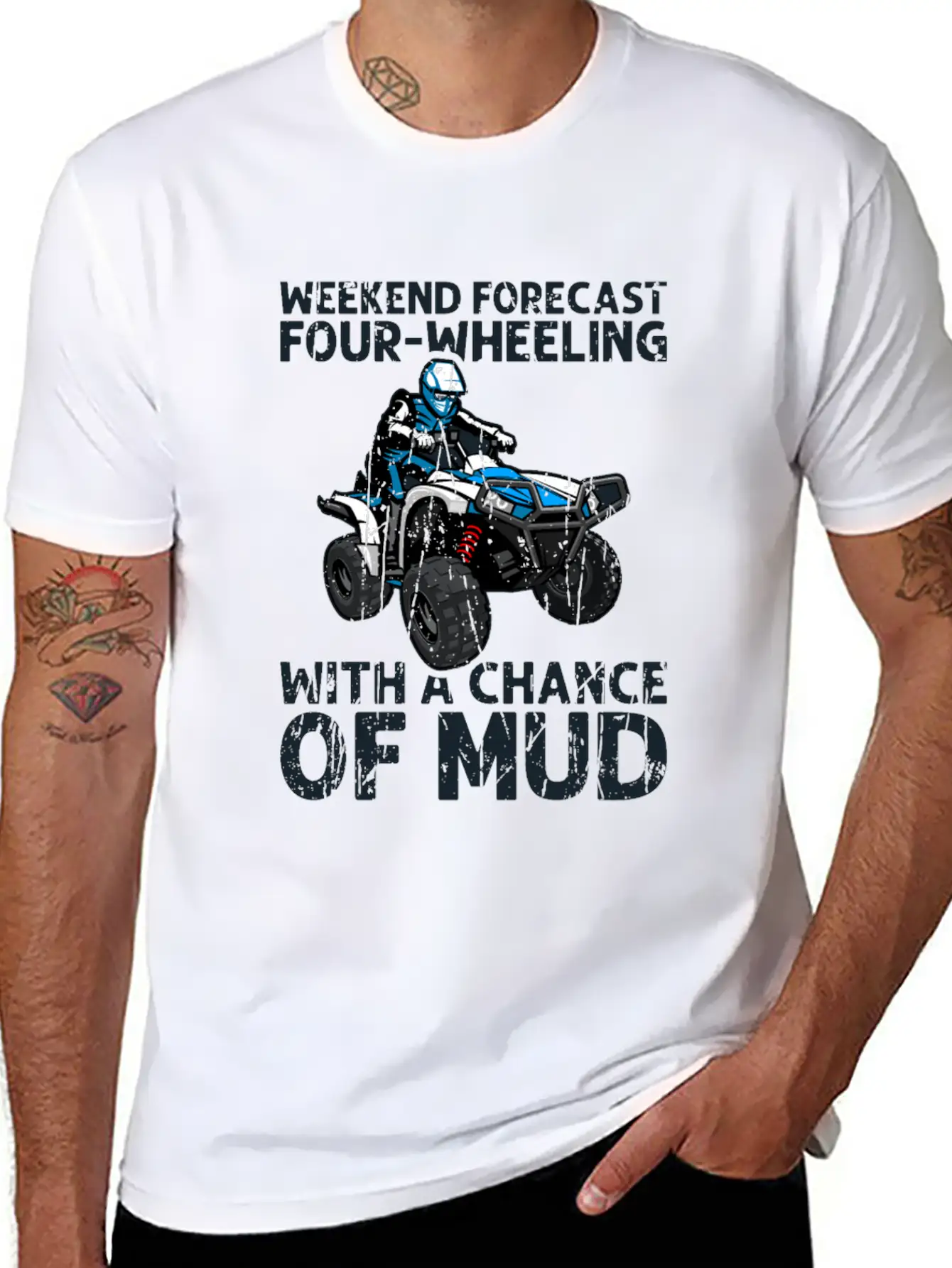 Weekend Forecast Four-wheeling With A Chance Of Relaxed Everyday Tee – Lightweight And Durable Cotton