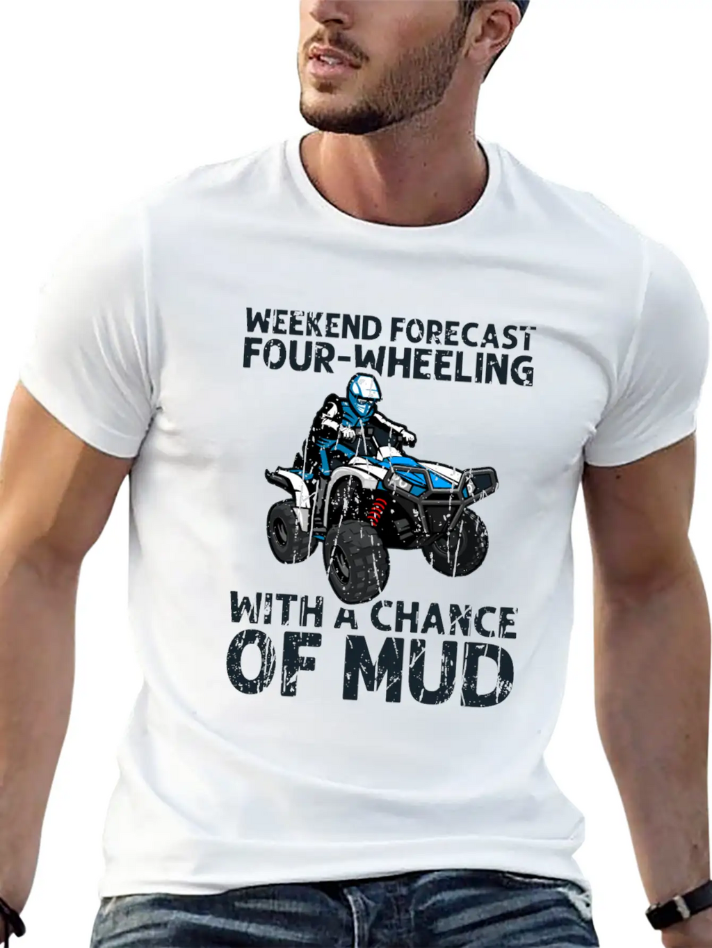 Weekend Forecast Four-wheeling With A Chance Of Relaxed Everyday Tee – Lightweight And Durable Cotton