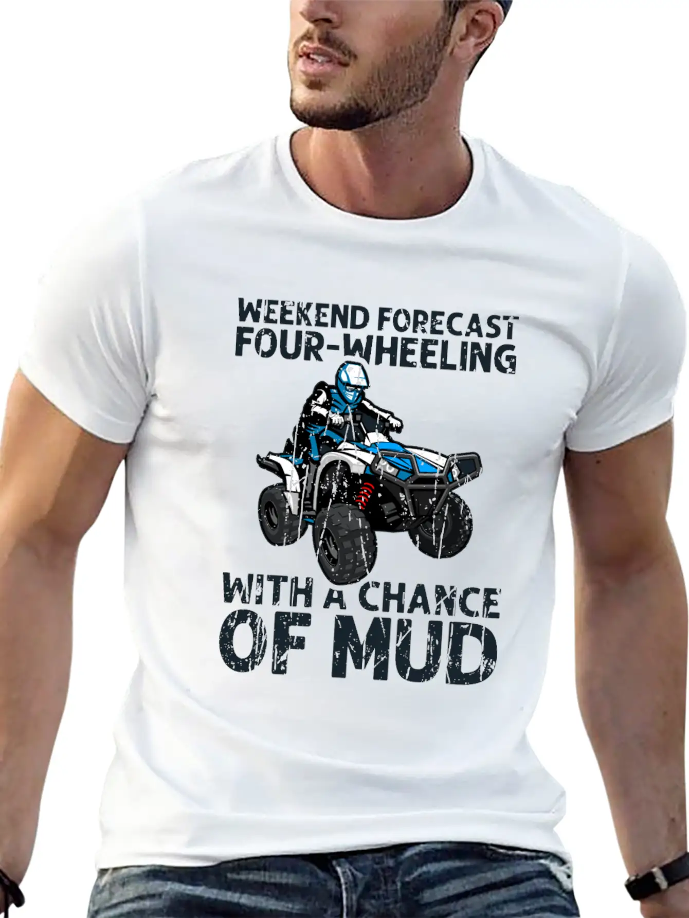 Weekend Forecast Four-wheeling With A Chance Of Relaxed Everyday Tee – Lightweight And Durable Cotton