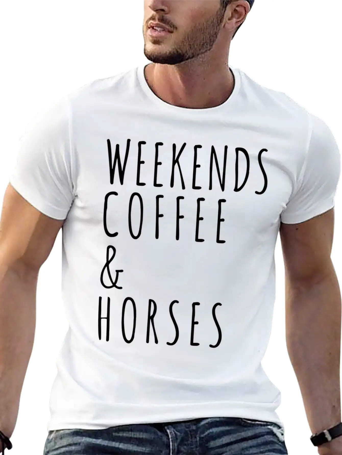 Weekends Coffee Horses Horse Lover Gift Modern Fit Casual T-Shirt – Clean And Versatile Design