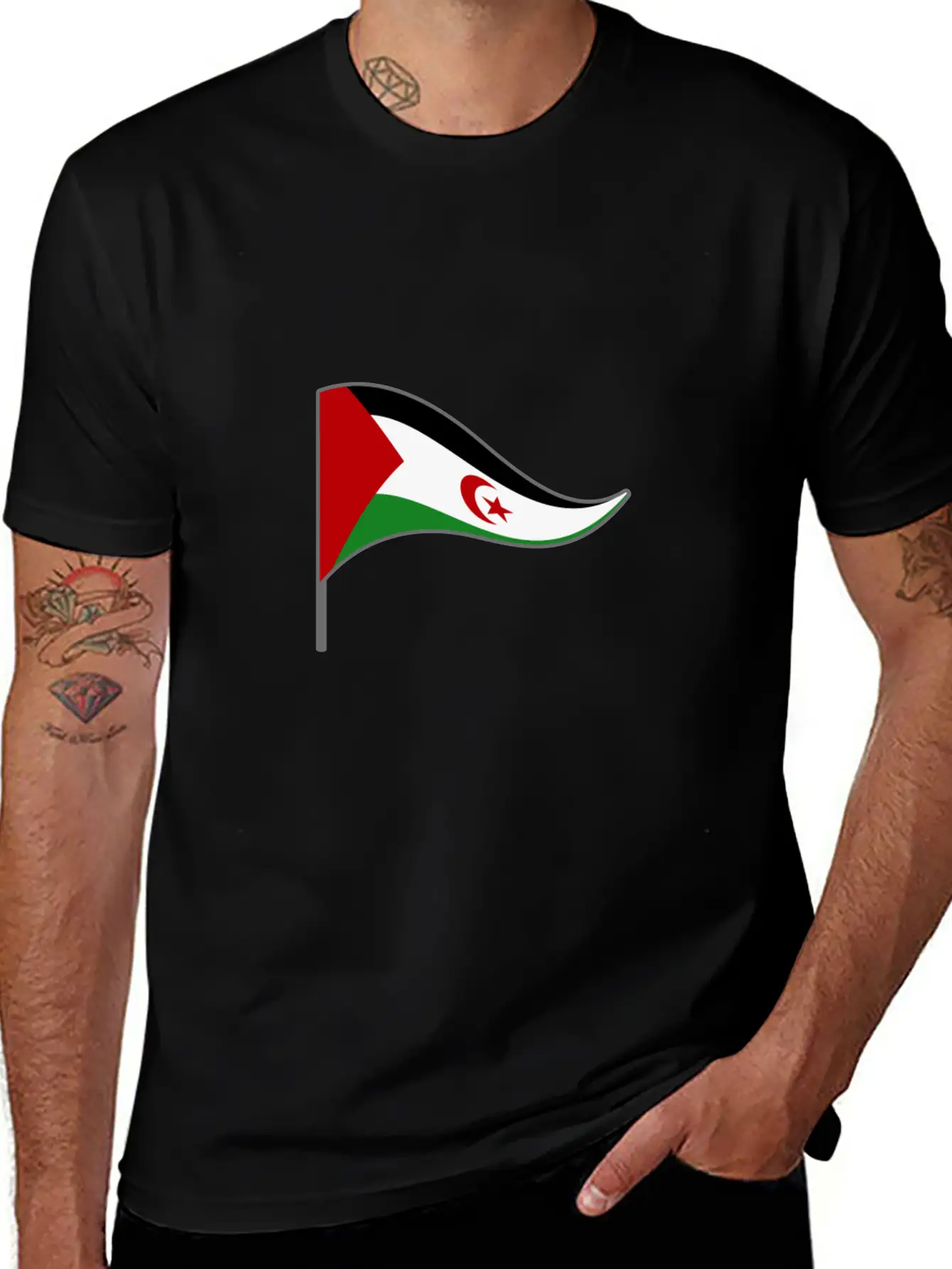 Western Sahara Flag Banner Flags Ensigns Africa Basic Graphic T-Shirt – Daily Comfort In Soft Cotton