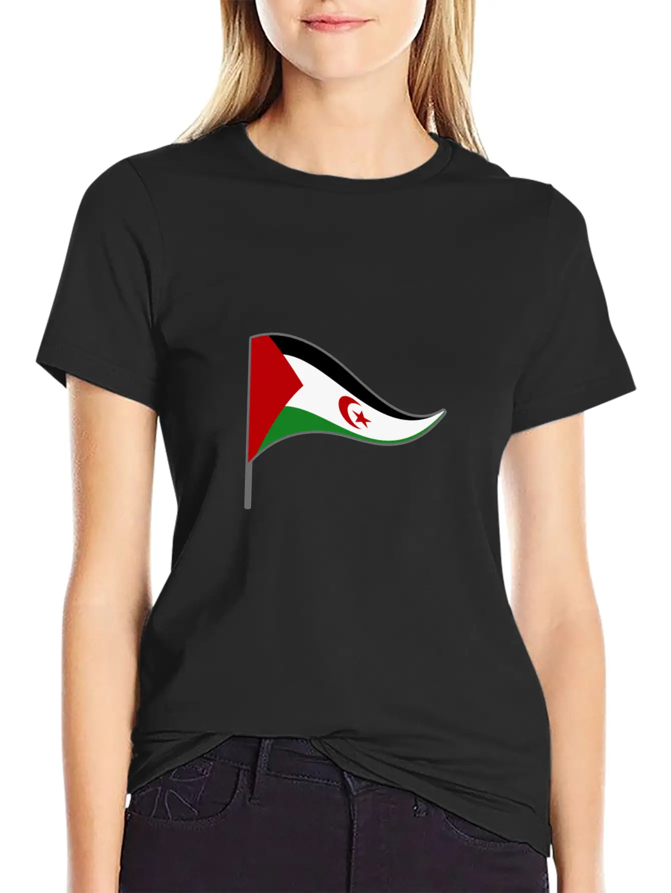 Western Sahara Flag Banner Flags Ensigns Africa Basic Graphic T-Shirt – Daily Comfort In Soft Cotton