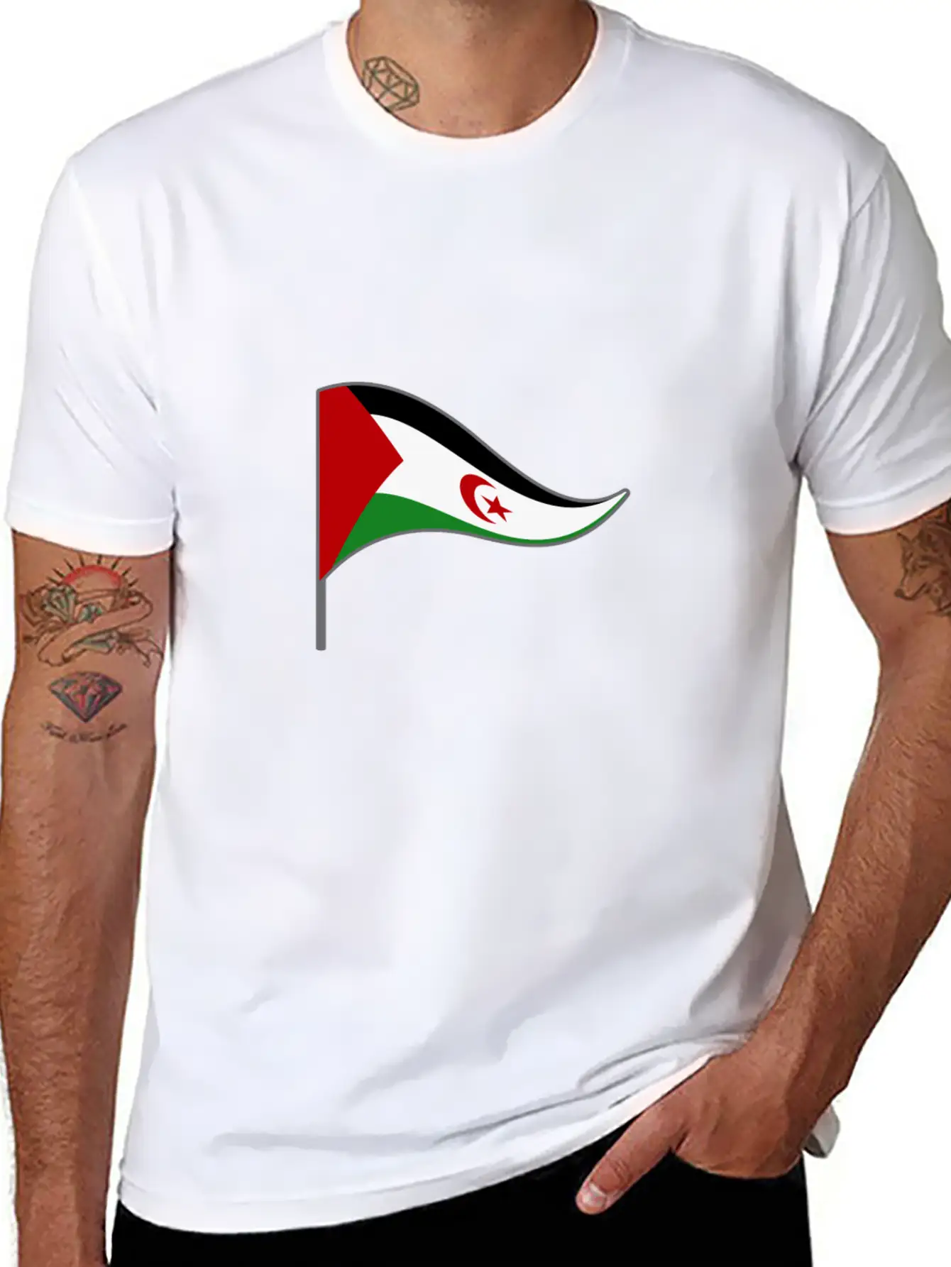 Western Sahara Flag Banner Flags Ensigns Africa Basic Graphic T-Shirt – Daily Comfort In Soft Cotton