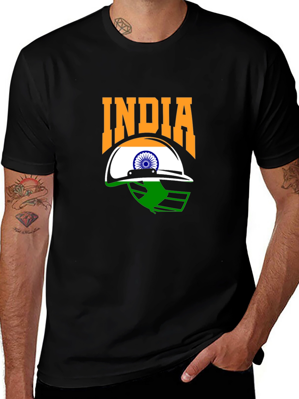 India Cricket Fan T-Shirt - Black Graphic Tee