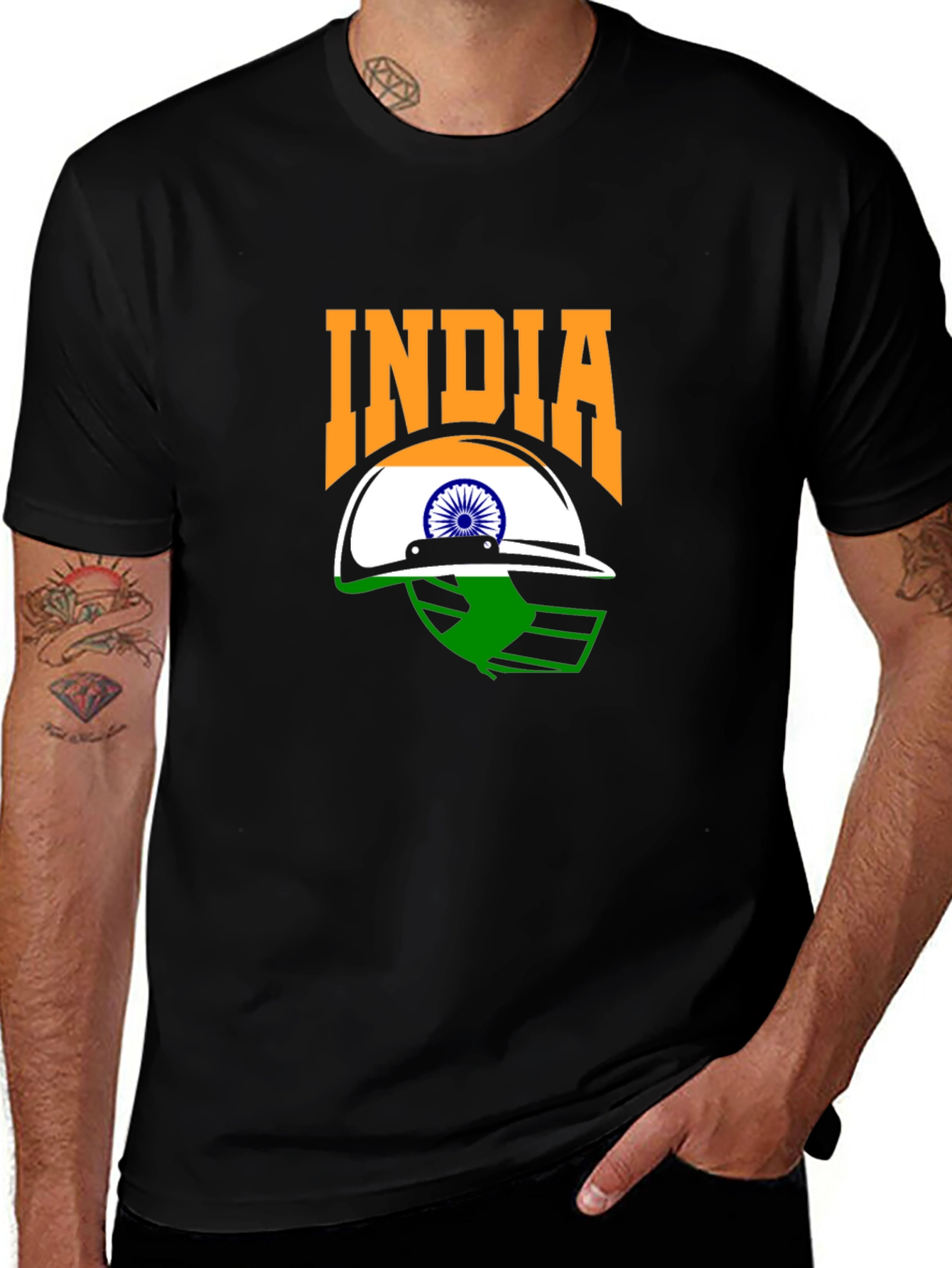 India Cricket Fan T-Shirt - Black Graphic Tee