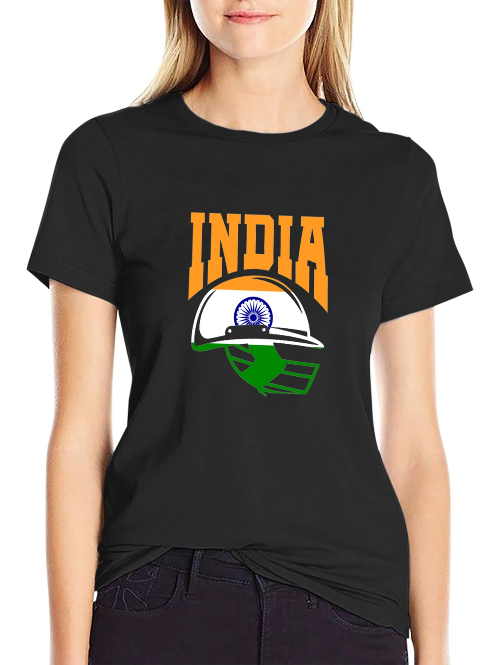 India Cricket Fan T-Shirt - Black Graphic Tee