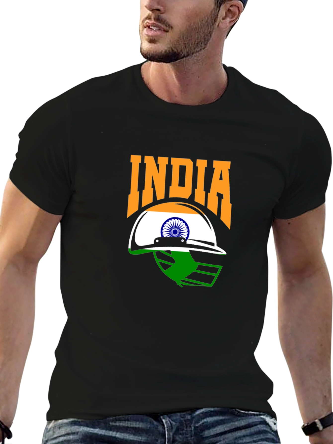 India Cricket Fan T-Shirt - Black Graphic Tee