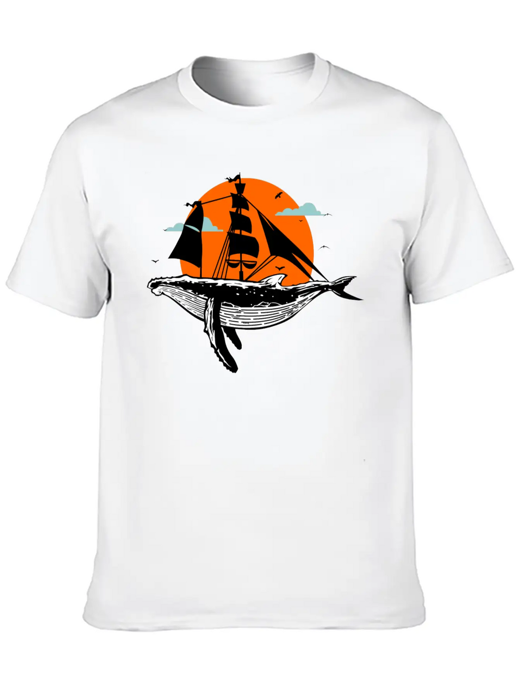 Whale Art Ship Breathable Soft Cotton T-Shirt – Timeless Casual Look